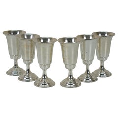 6 Sterling Silver 925 Cordial Liquor Port Aperitif Shot Glasses Goblets 150g 3"