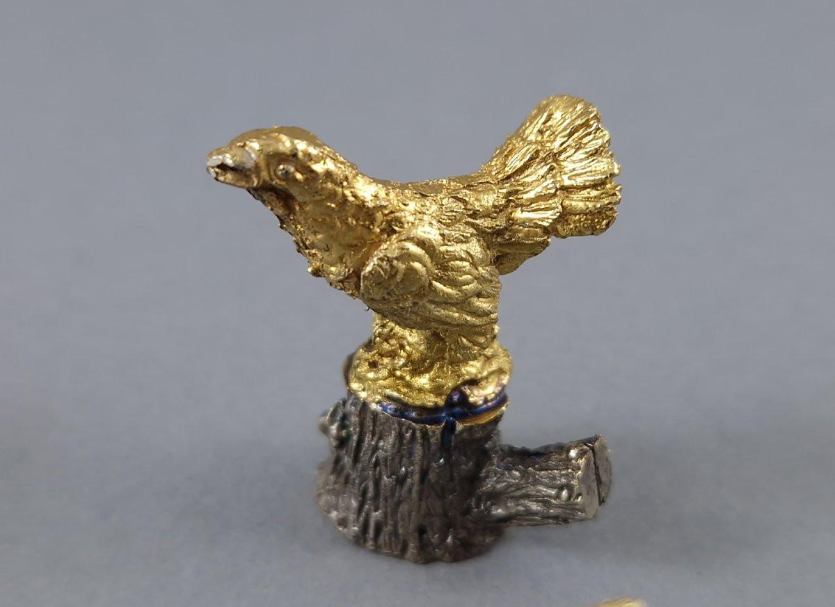 6 Portabiglietti da visita in argento sterling e dorato a tema caccia in vendita 3