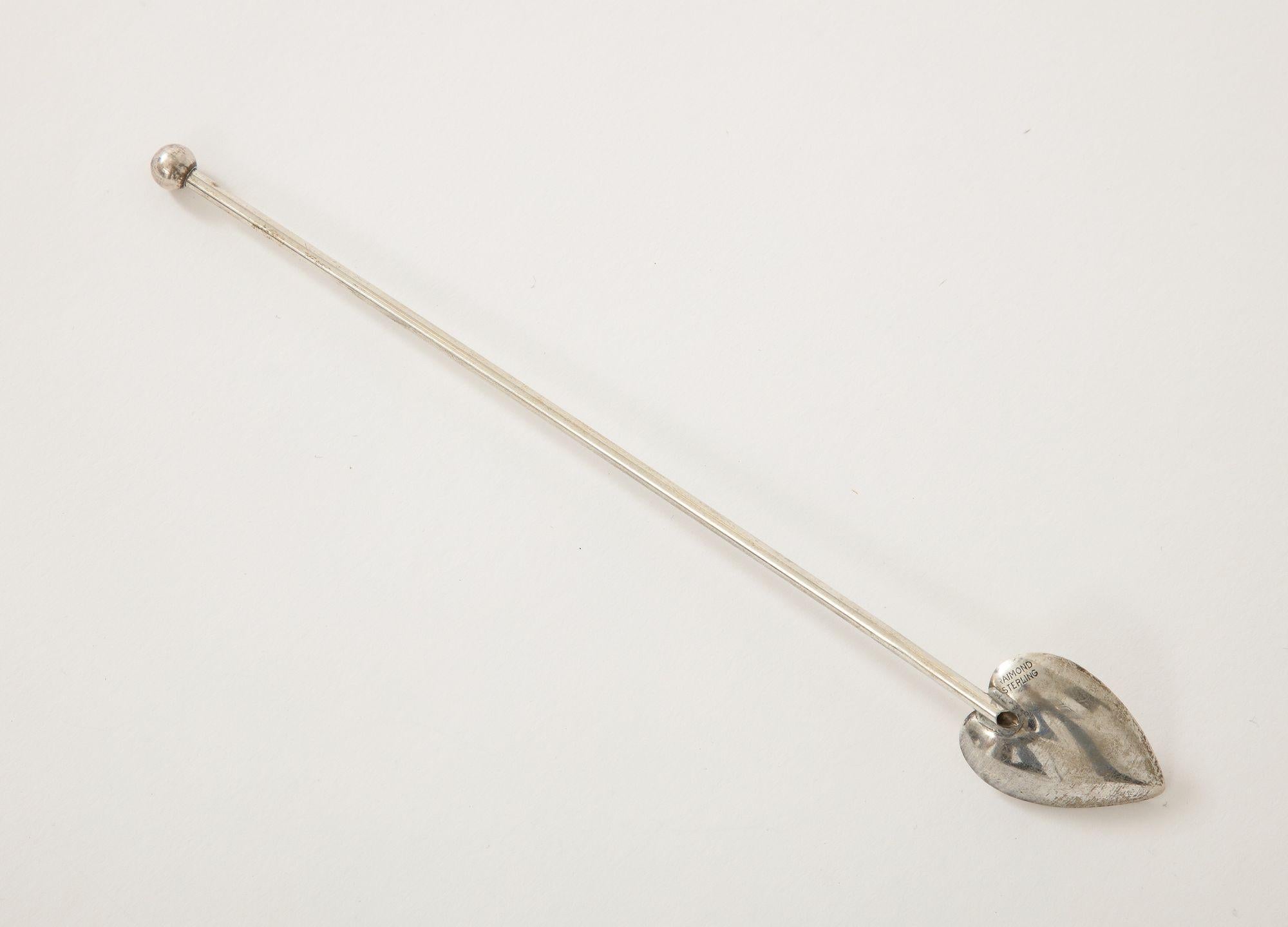 6 Sterling Silver Cocktail Heart Shaped Spoons/Straws 2