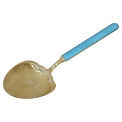 6" Sterling Silver Gilt Blue Enamel Vintage Aksel Holmsen, Norway Serving Spoon (Cuillère de service)