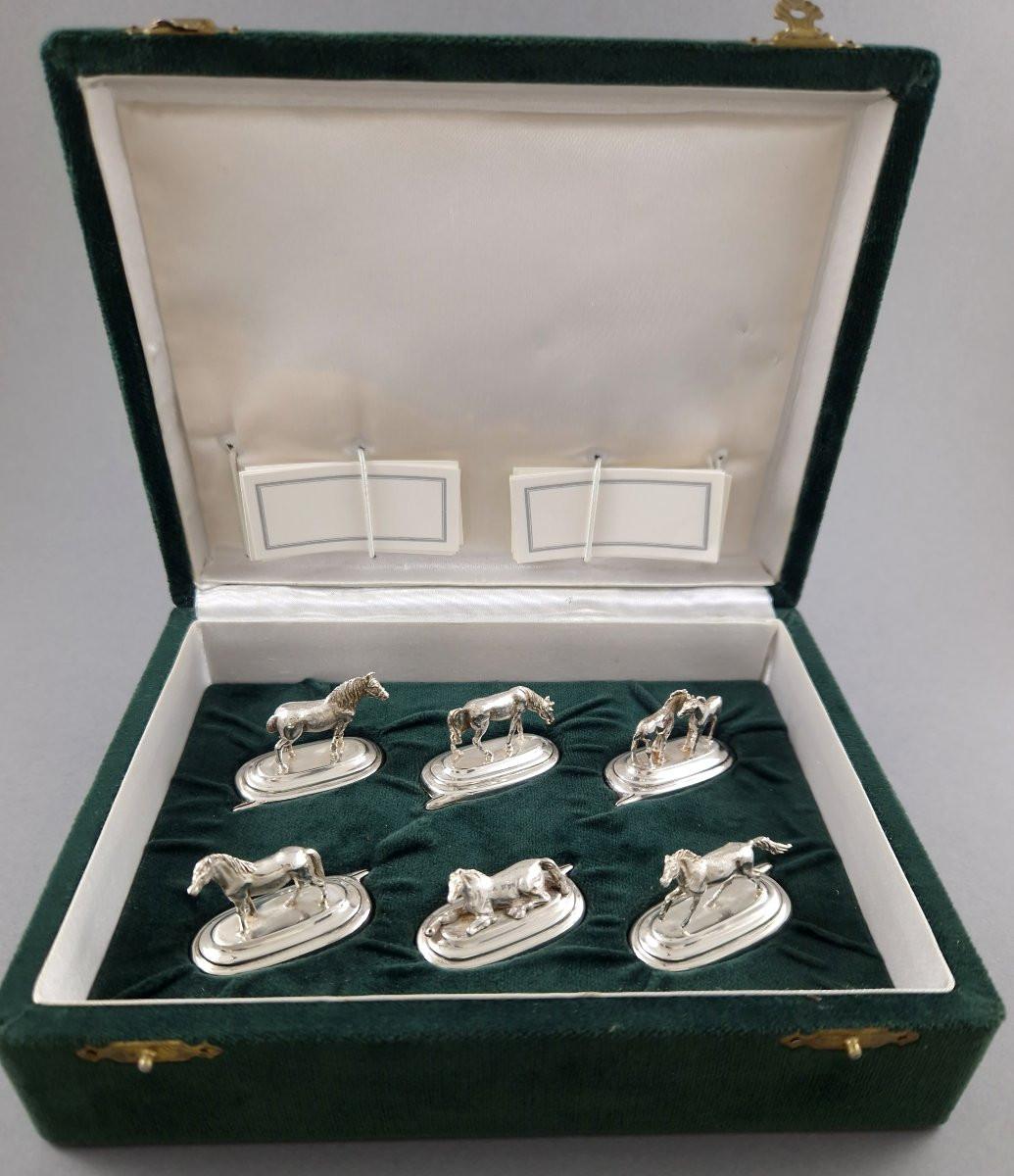 6 Sterling Silber Pferd Platzkartenhalter (Italienisch)