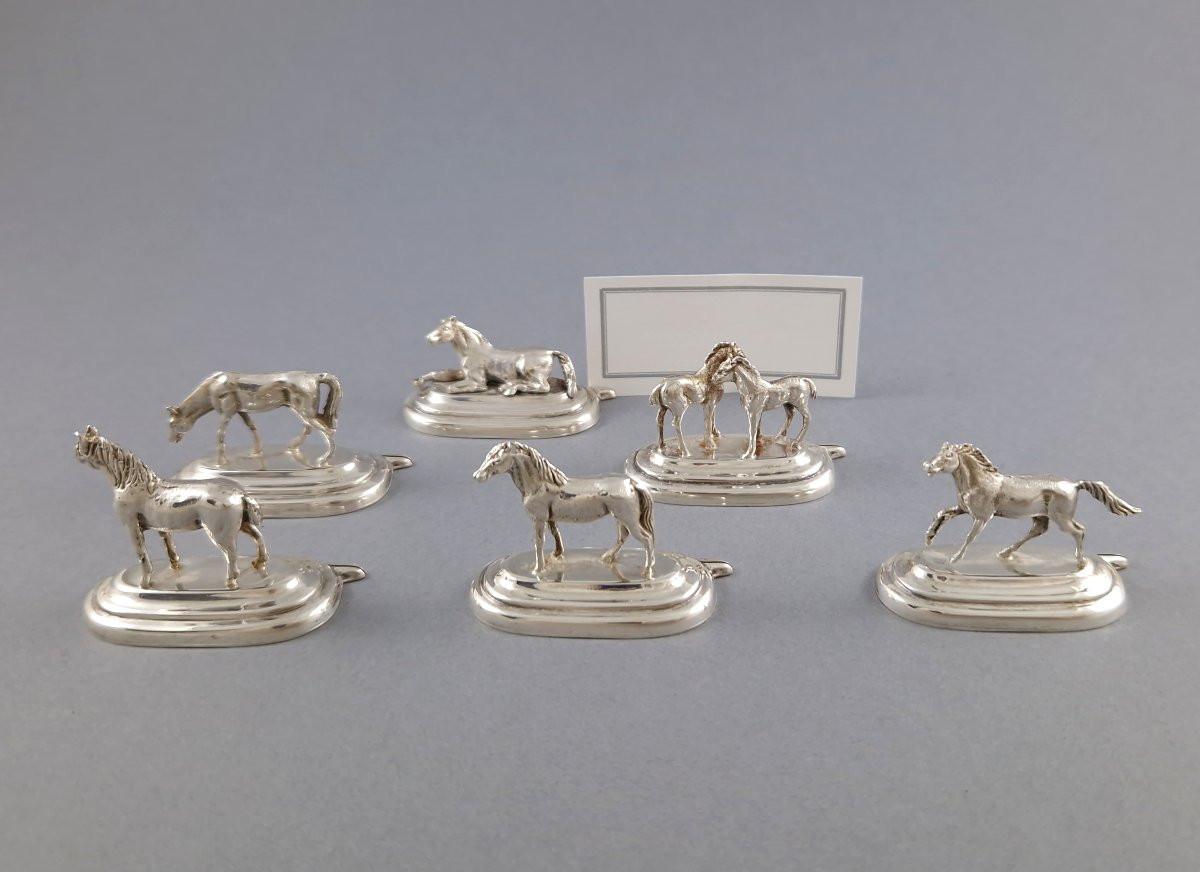 6 Sterling Silber Pferd Platzkartenhalter im Zustand „Hervorragend“ in Saint-Ouen, FR