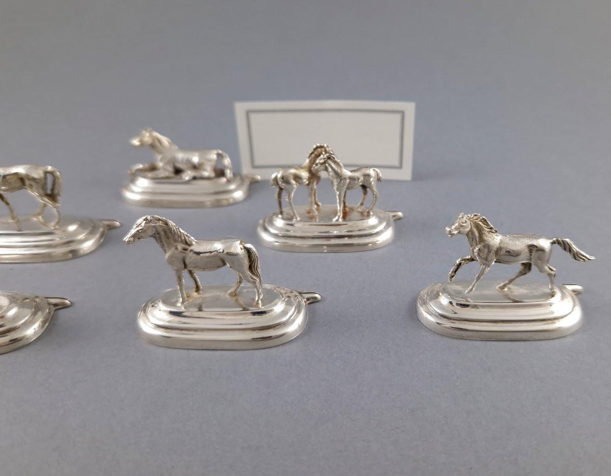 6 Sterling Silber Pferd Platzkartenhalter 2