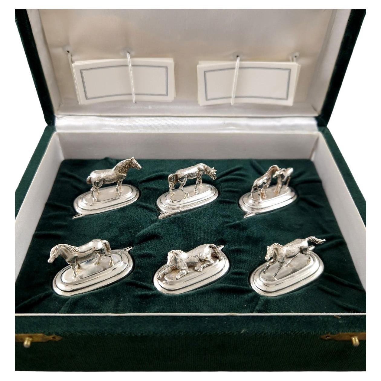 6 Sterling Silver Horse Place Card Holders