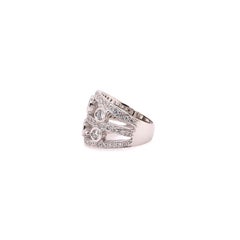 6 Stone Bezel Wide Cigar Band Diamond Cocktail Band Ring