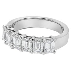 6 Stein GIA zertifiziert Diamant Smaragdschliff Platin Ring