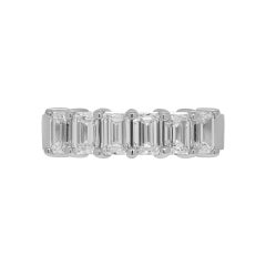 6 Stone GIA Certified Emerald Cut Diamonds 0.30 Ct Each Ring in Platinum