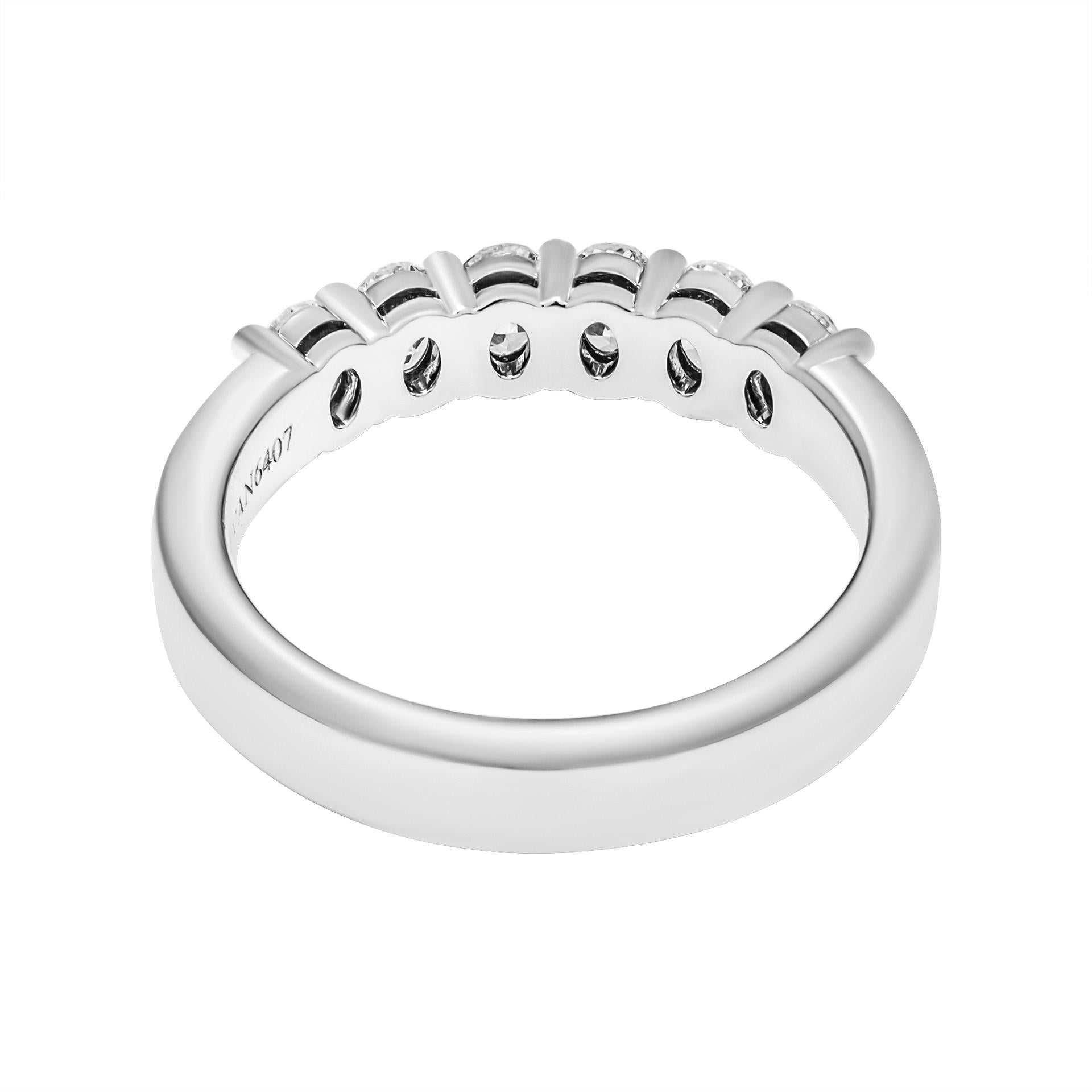 Modern 6 Stone Wedding Band with Oval Diamonds For Sale
