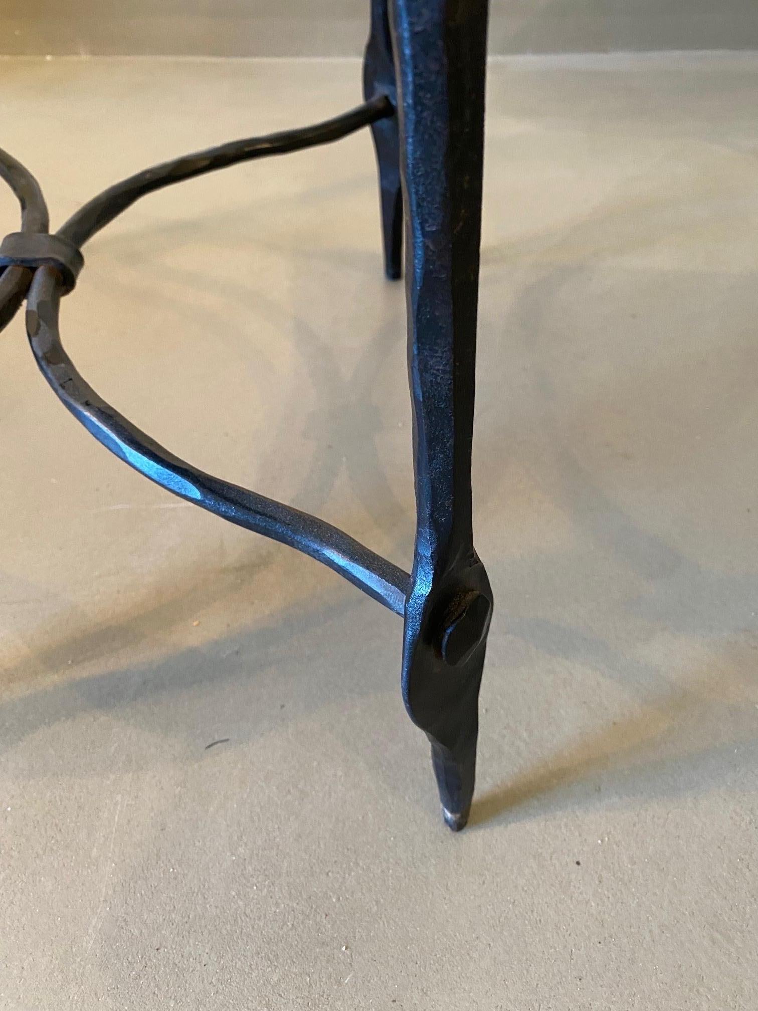 6 Stools by Sido & François Thévenin Leather and wrought Iron France 1970's 2