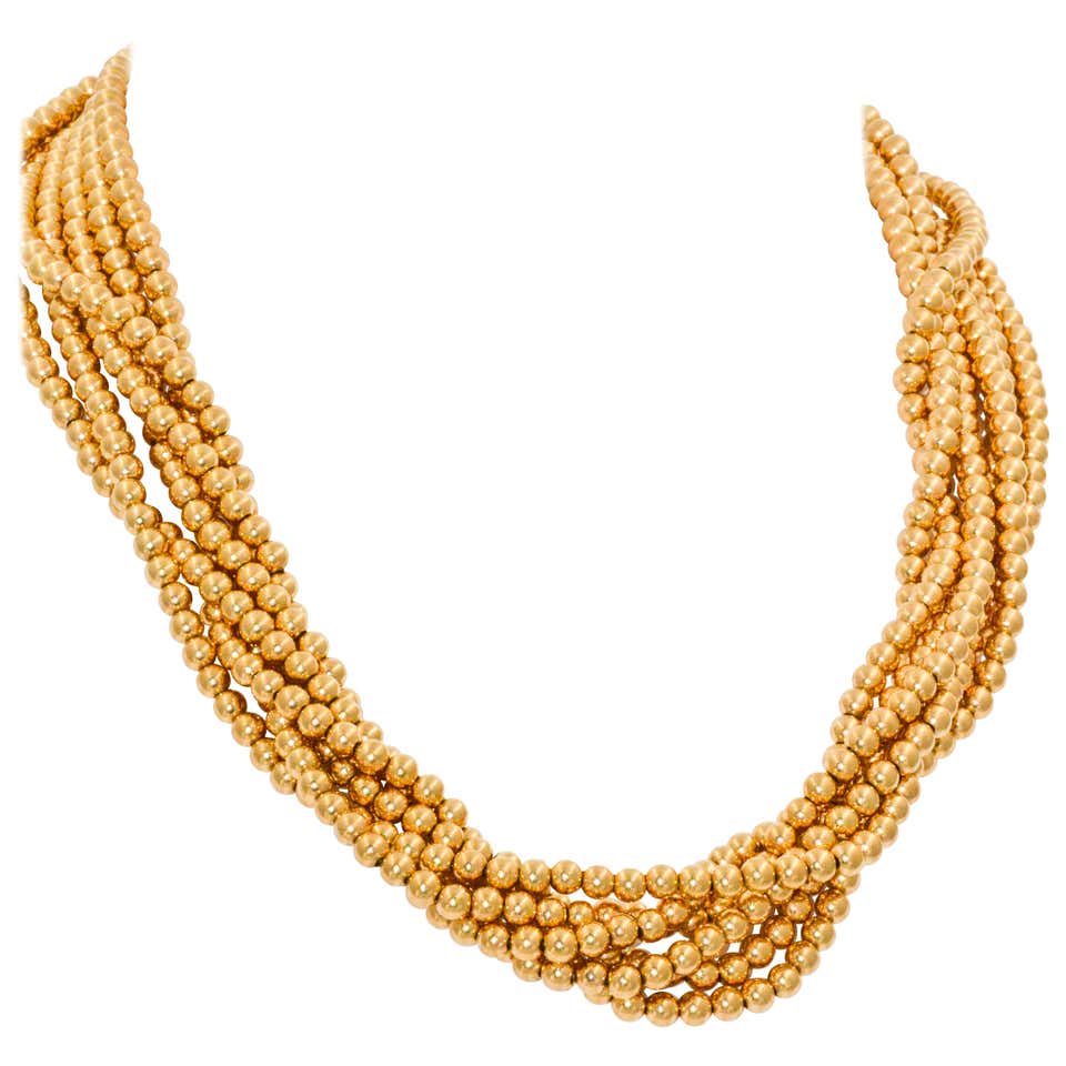 Yellow gold bead necklace Clearance