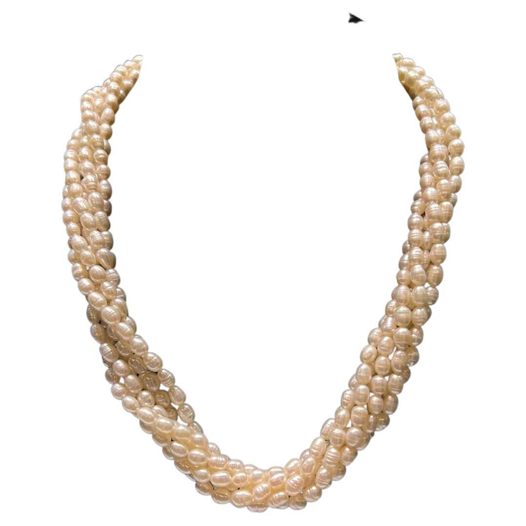 6 Strands Freshwater Pearls with Silver Clasp