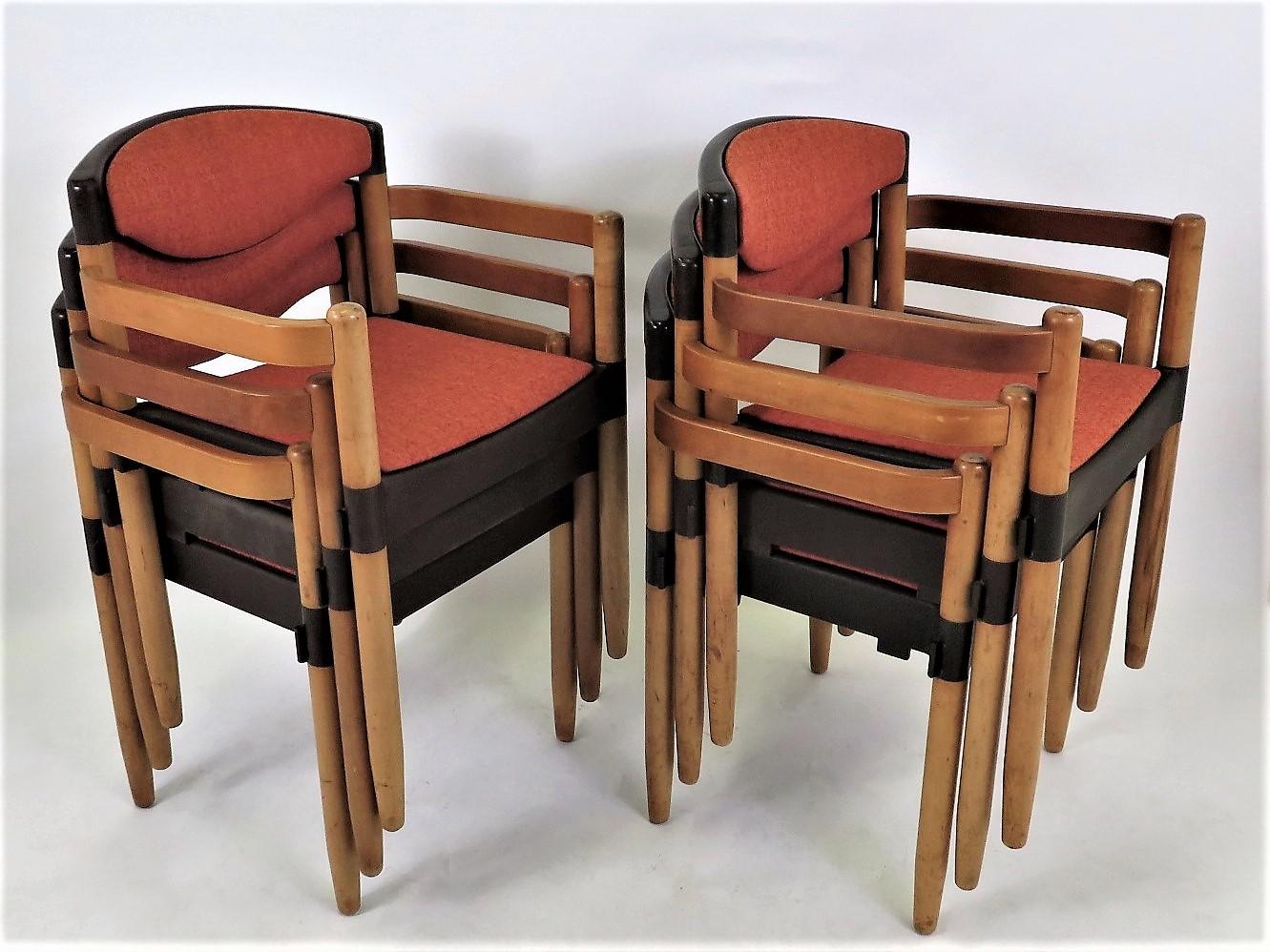 Mid-Century Modern 6 Strax Dining Chairs by Casala / Germany 1970s by Harmut Lohmeyer