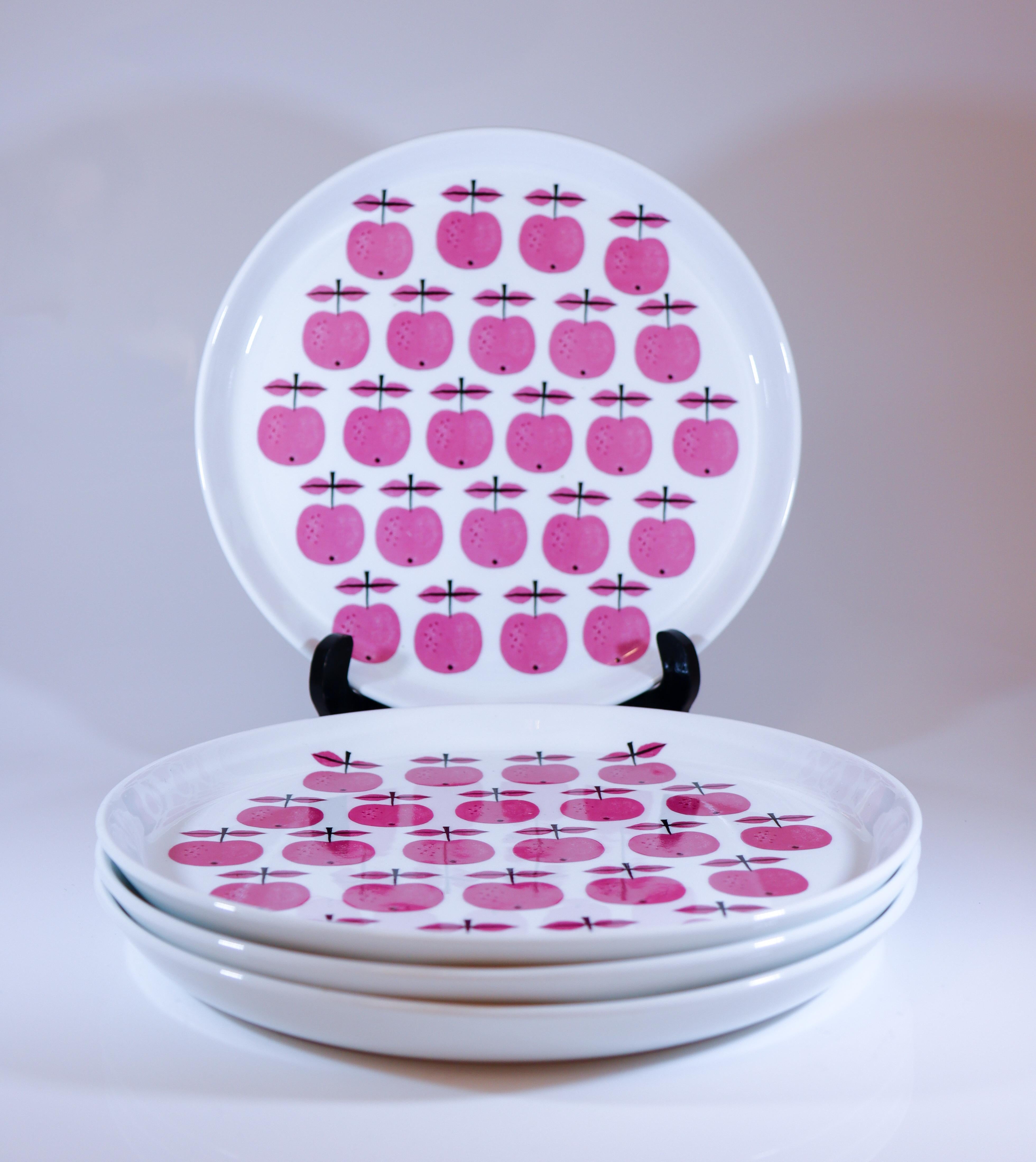Glazed 4 Super Rare Dinner Plates - Pall - Stig Lindberg - Gustavsberg 1963 For Sale