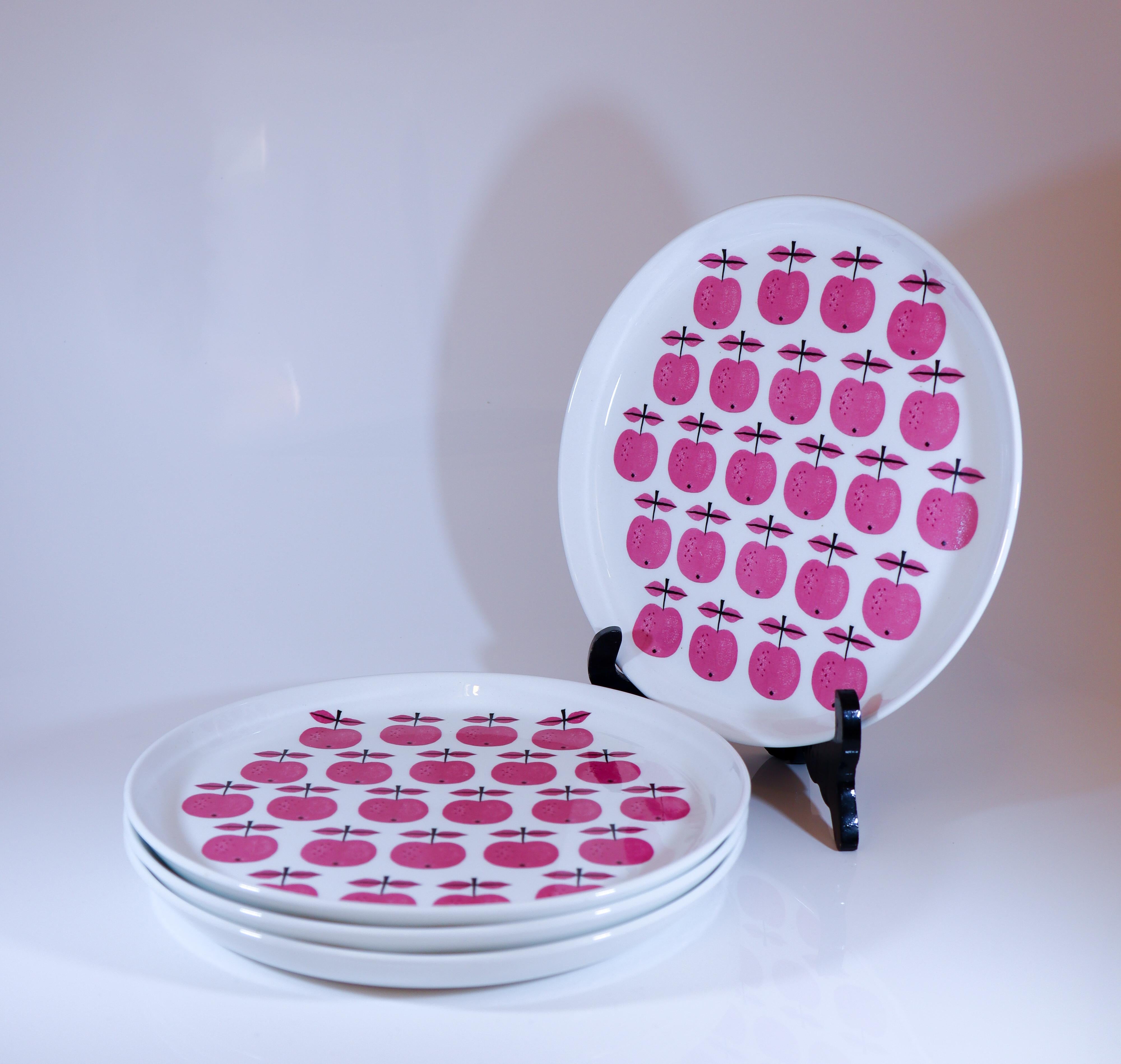 4 Super Rare Dinner Plates - Pall - Stig Lindberg - Gustavsberg 1963 For Sale 1