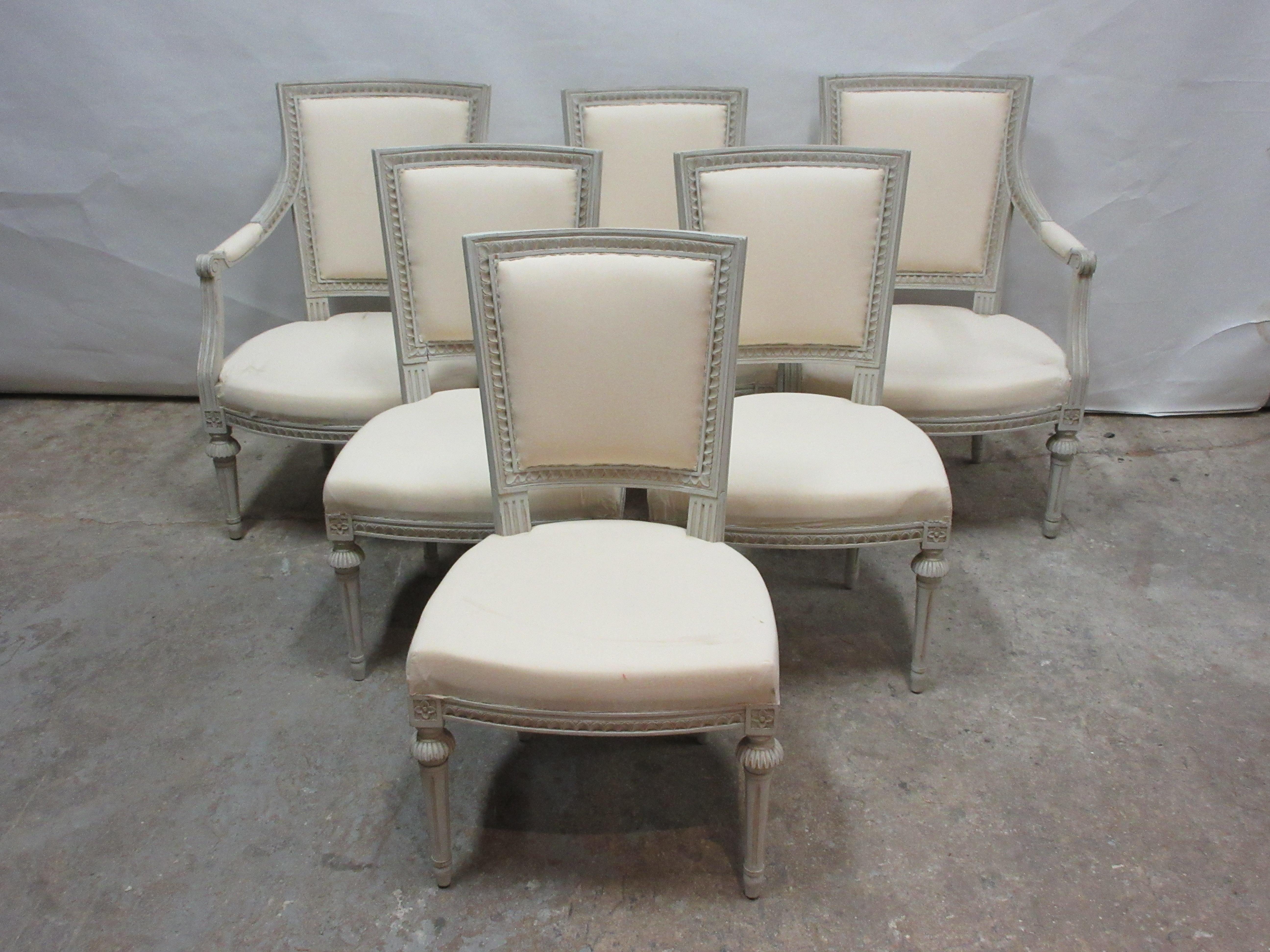 6 Swedish Gustavian Dining Room Chairs In Good Condition In Hollywood, FL