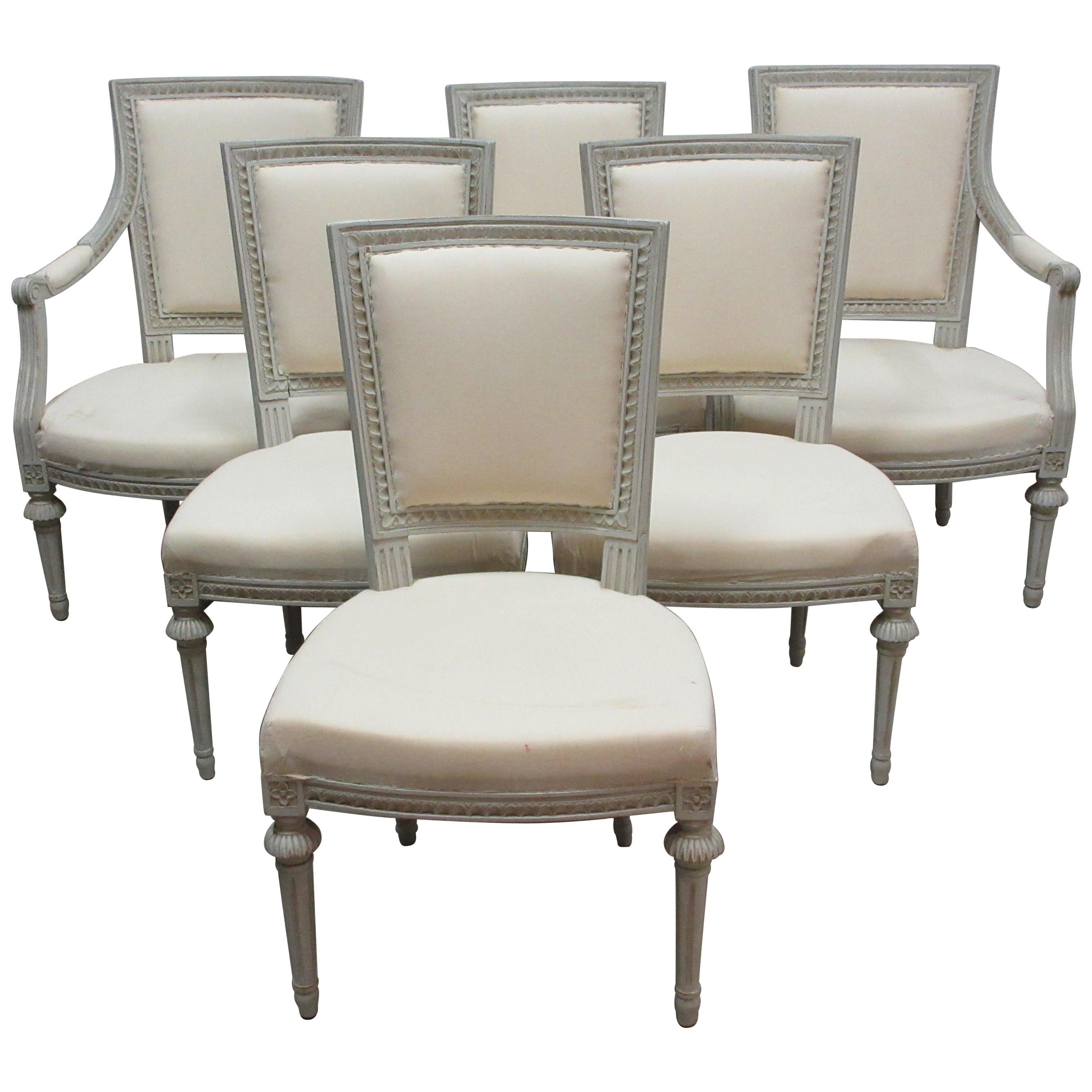 6 Swedish Gustavian Dining Room Chairs