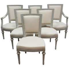 Antique 6 Swedish Gustavian Dining Room Chairs