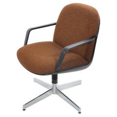 Vintage 6 Swivel Office Arm  Chairs in Brown Tweed by Hon