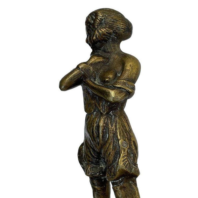 Inizio XX secolo Scultura in bronzo di nudo femminile Flapper alta 6