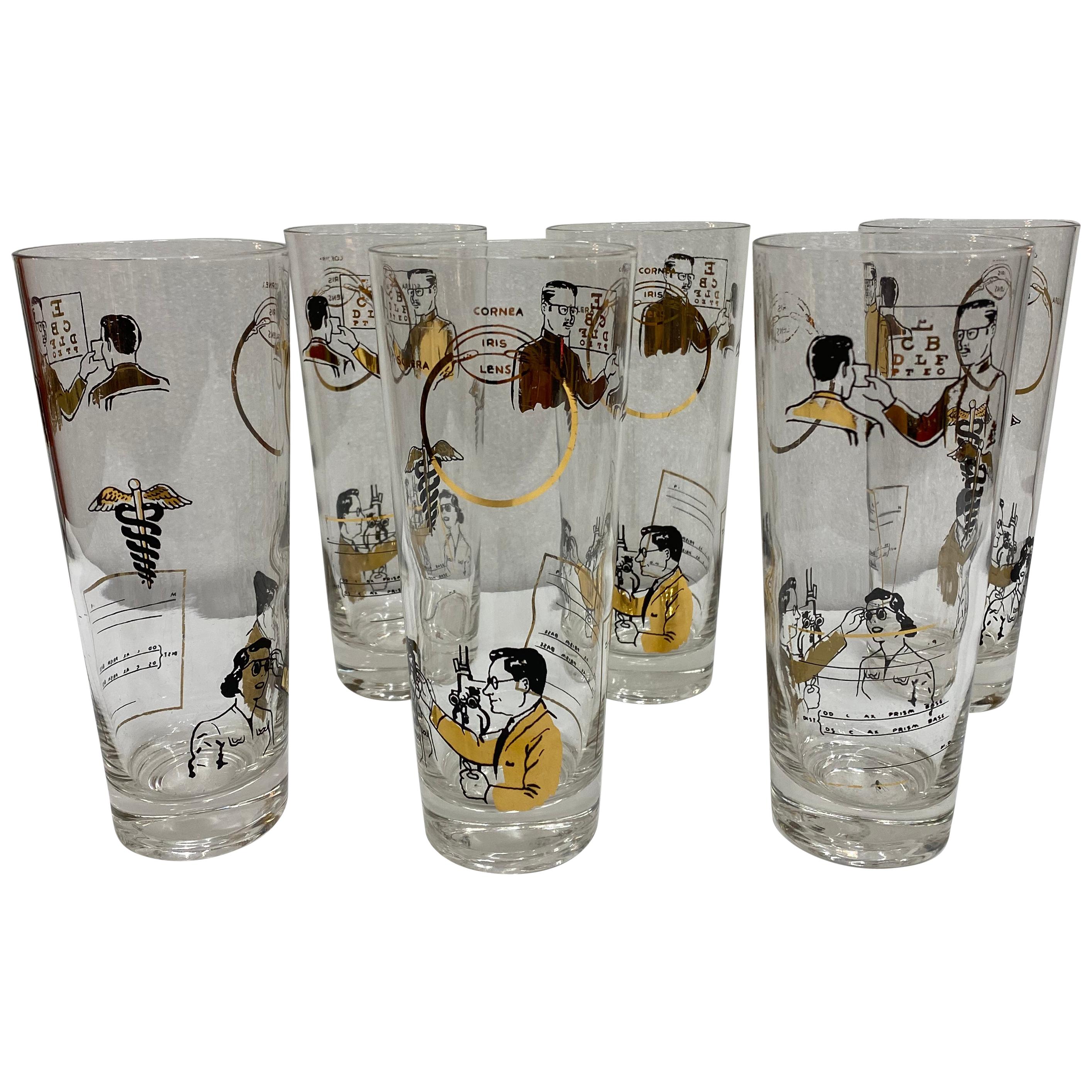 6 Tall Mid-Century Modern Highball Optometrist Glasses