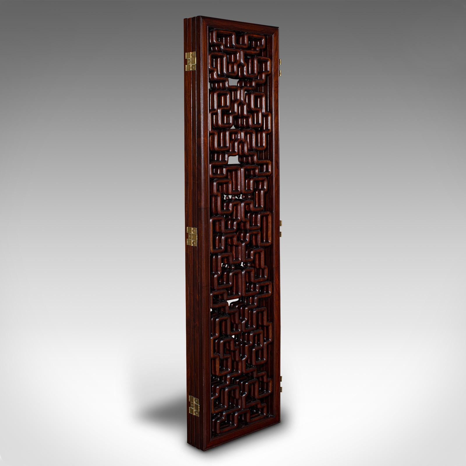 20th Century 6' Tall Vintage Room Divider, Japanese, 4 Fold Screen, Mid Century, Circa 1950 For Sale