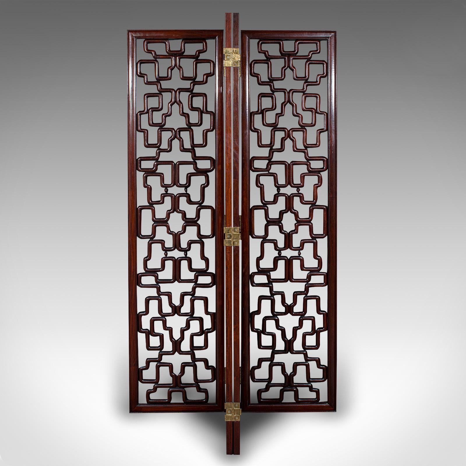 6' Tall Vintage Room Divider, Japanese, 4 Fold Screen, Mid Century, Circa 1950 For Sale 2