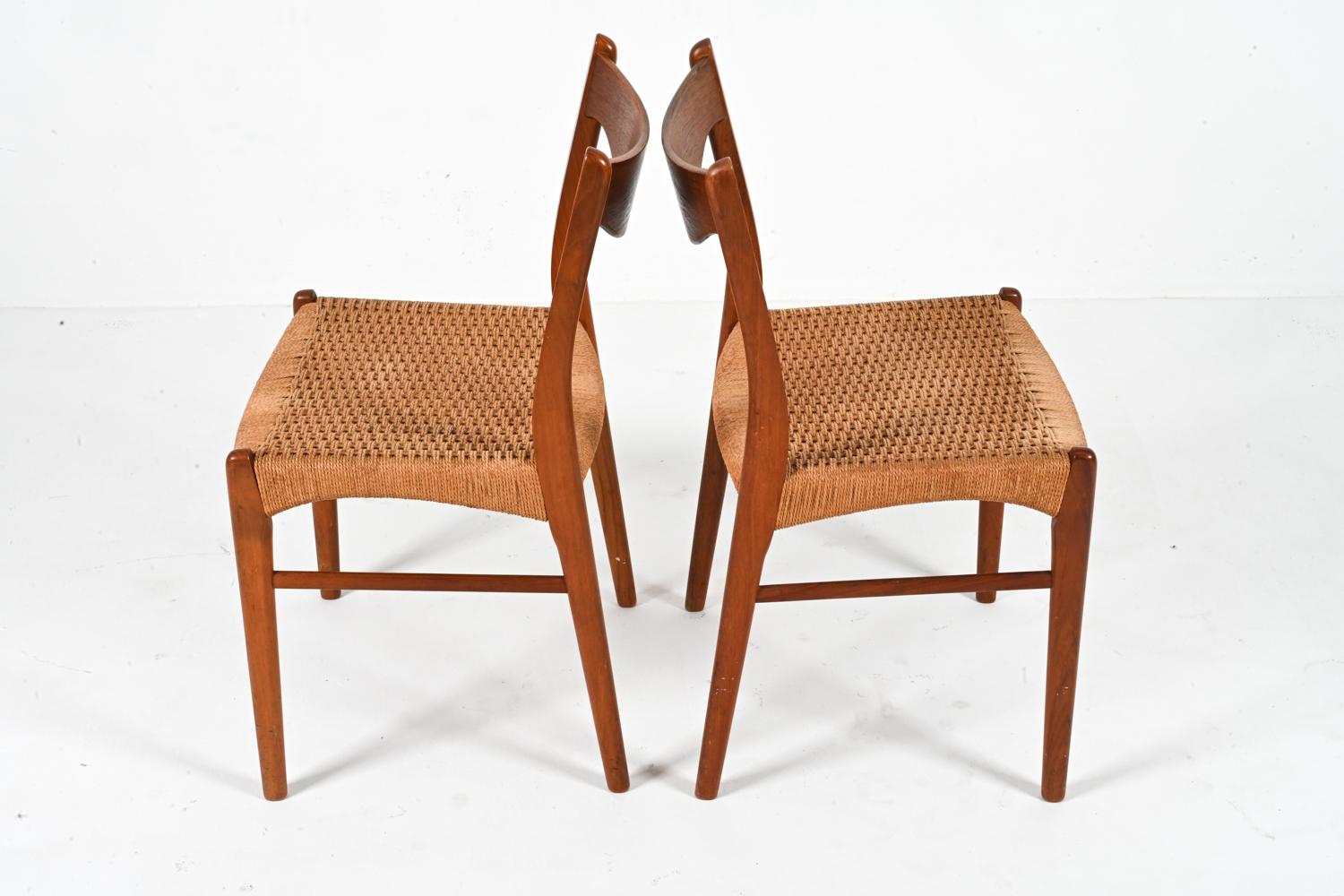 '6' Teak & Papercord Dining Chairs by Arne Wahl Iversen for Glyngøre Stolefabrik For Sale 7