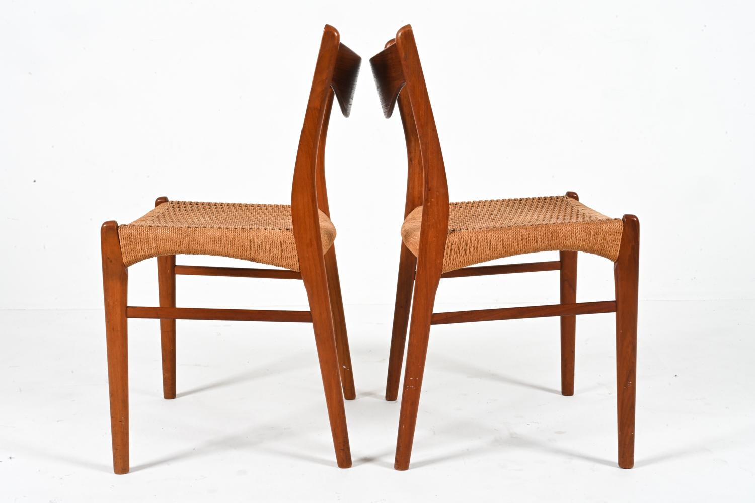 '6' Teak & Papercord Dining Chairs by Arne Wahl Iversen for Glyngøre Stolefabrik For Sale 8