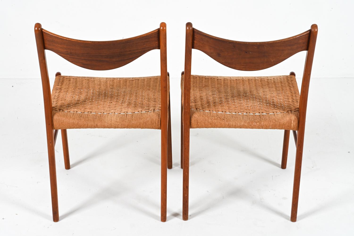 '6' Teak & Papercord Dining Chairs by Arne Wahl Iversen for Glyngøre Stolefabrik For Sale 9
