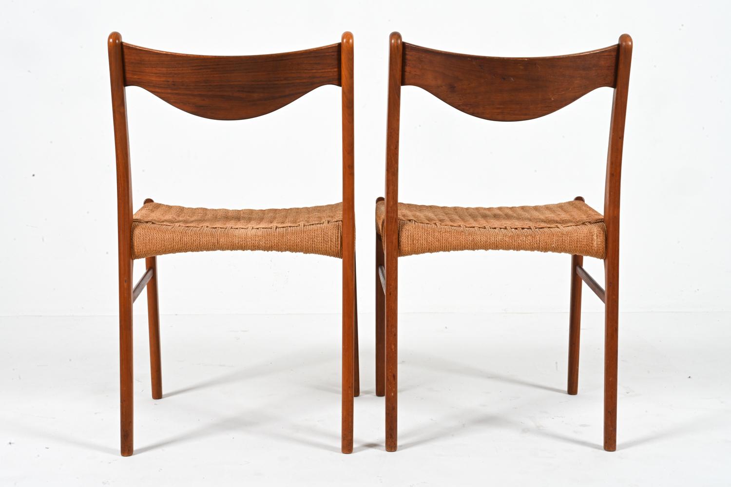 '6' Teak & Papercord Dining Chairs by Arne Wahl Iversen for Glyngøre Stolefabrik For Sale 10