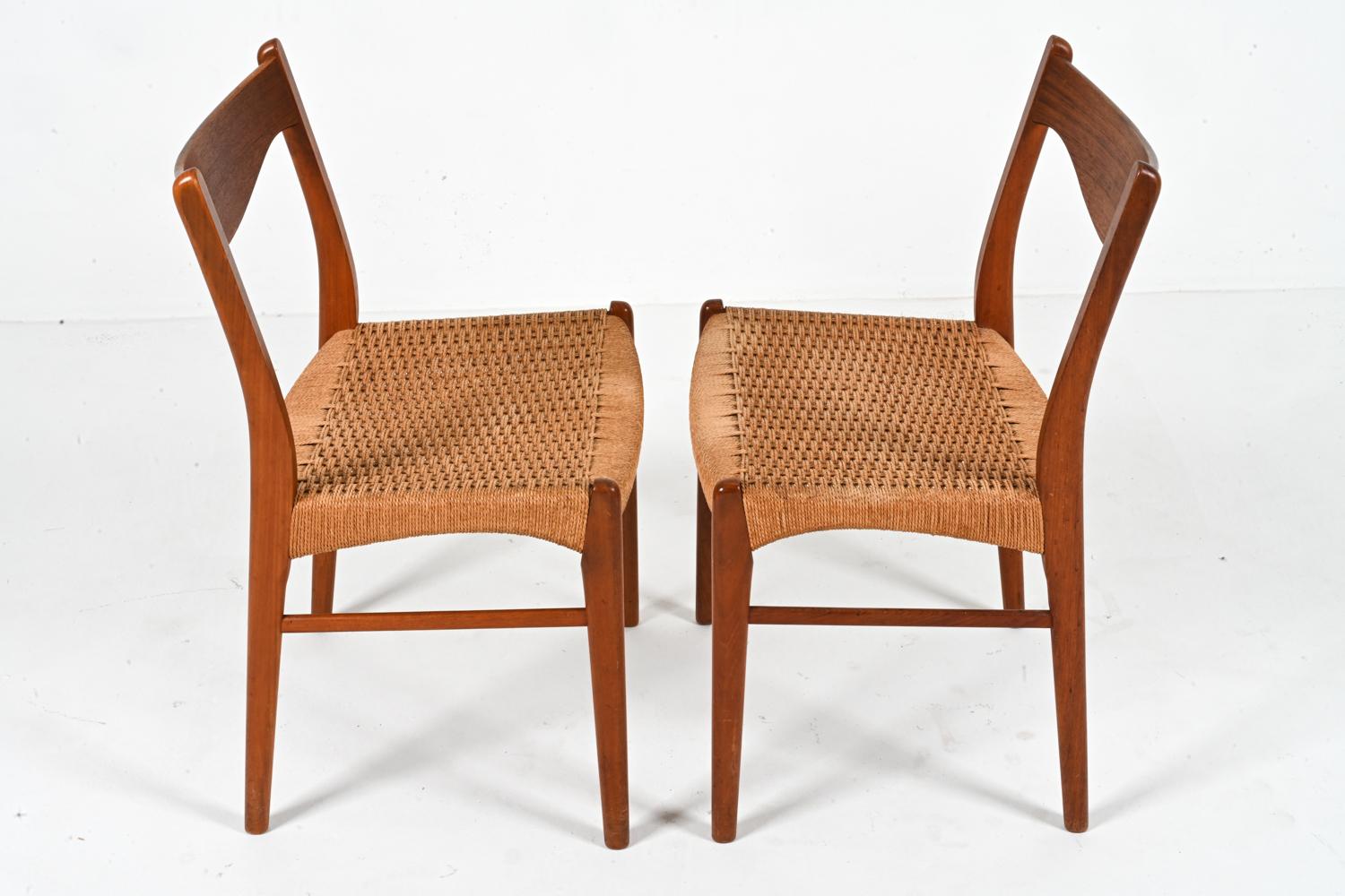 '6' Teak & Papercord Dining Chairs by Arne Wahl Iversen for Glyngøre Stolefabrik For Sale 11