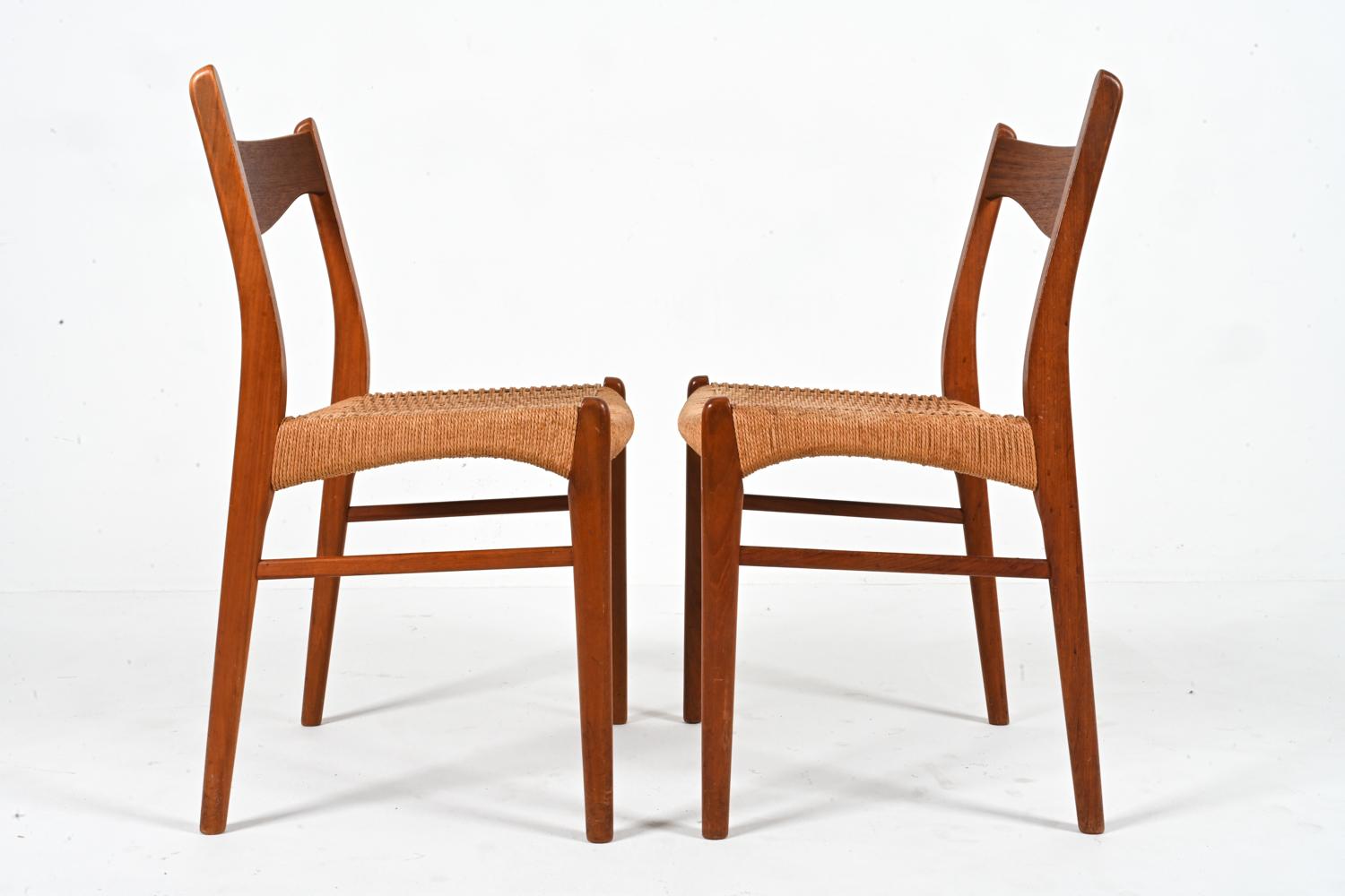 '6' Teak & Papercord Dining Chairs by Arne Wahl Iversen for Glyngøre Stolefabrik For Sale 12