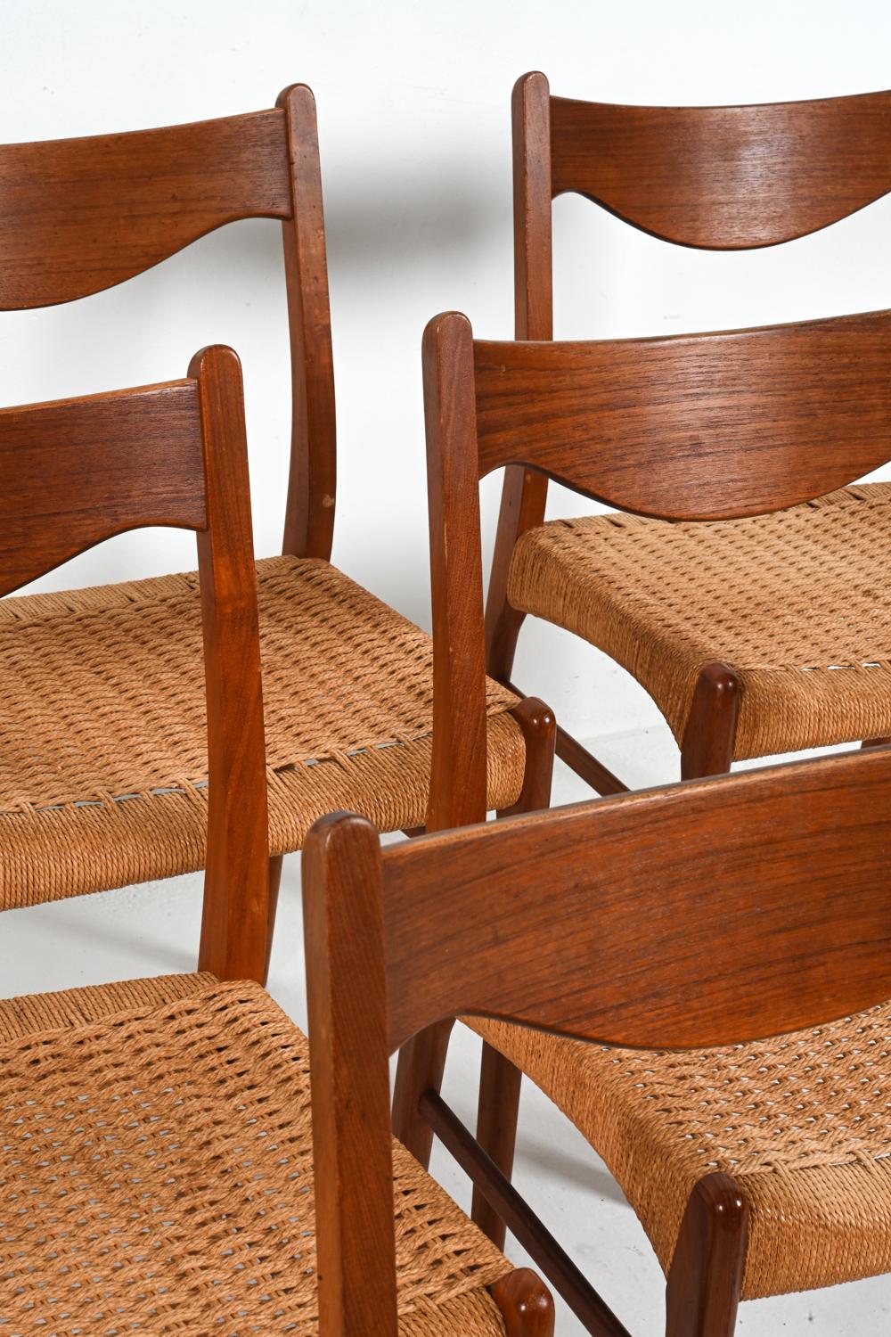 Mid-Century Modern '6' Teak & Papercord Dining Chairs by Arne Wahl Iversen for Glyngøre Stolefabrik For Sale