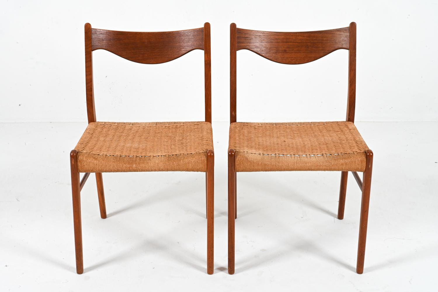 20th Century '6' Teak & Papercord Dining Chairs by Arne Wahl Iversen for Glyngøre Stolefabrik For Sale