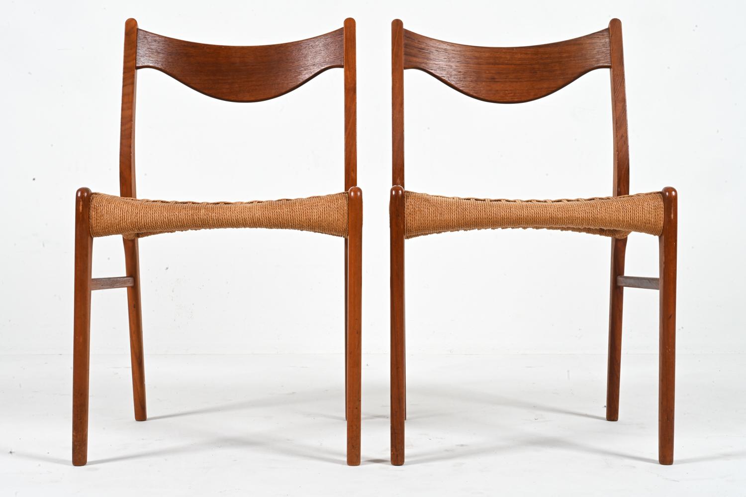 '6' Teak & Papercord Dining Chairs by Arne Wahl Iversen for Glyngøre Stolefabrik For Sale 1