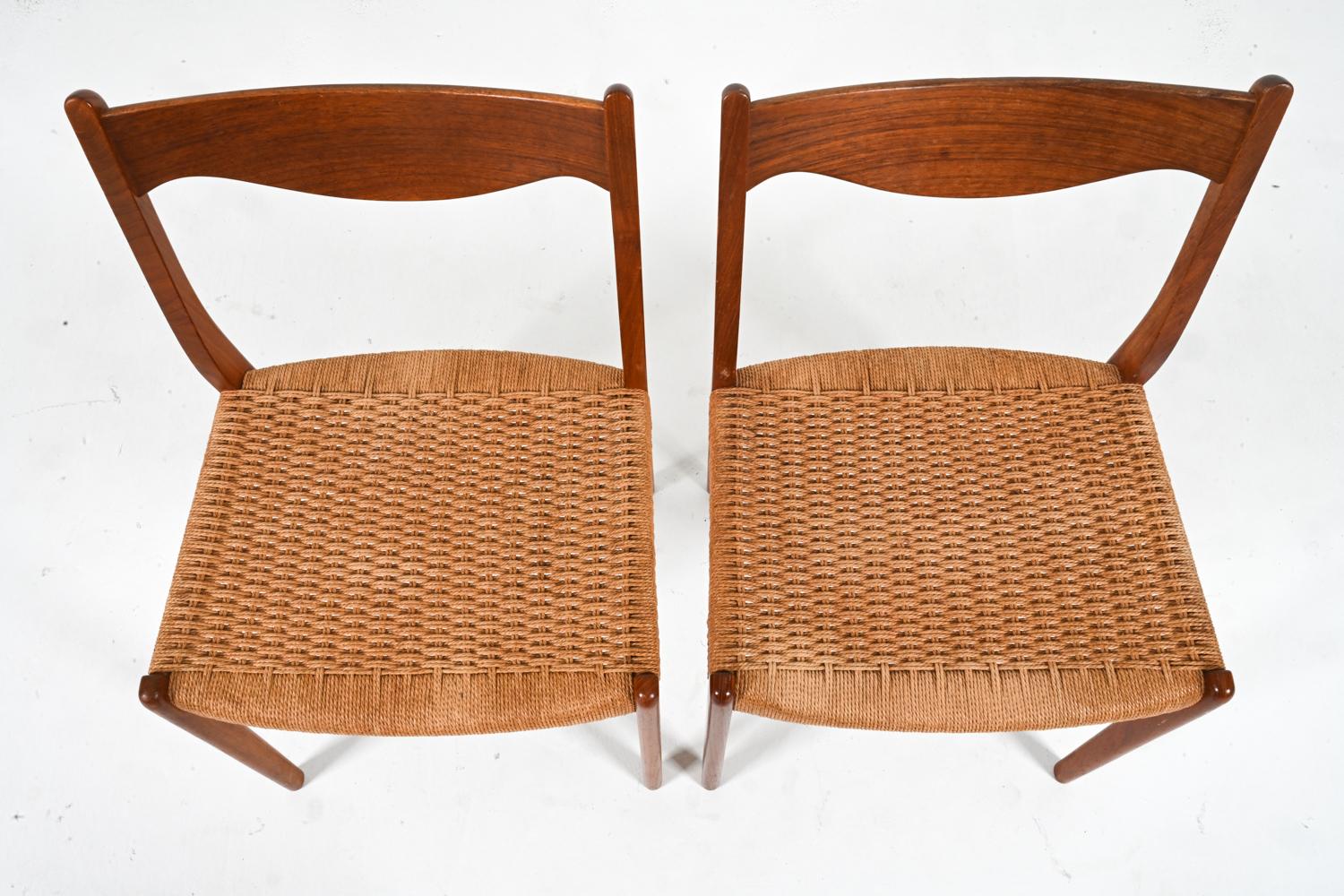 '6' Teak & Papercord Dining Chairs by Arne Wahl Iversen for Glyngøre Stolefabrik For Sale 2