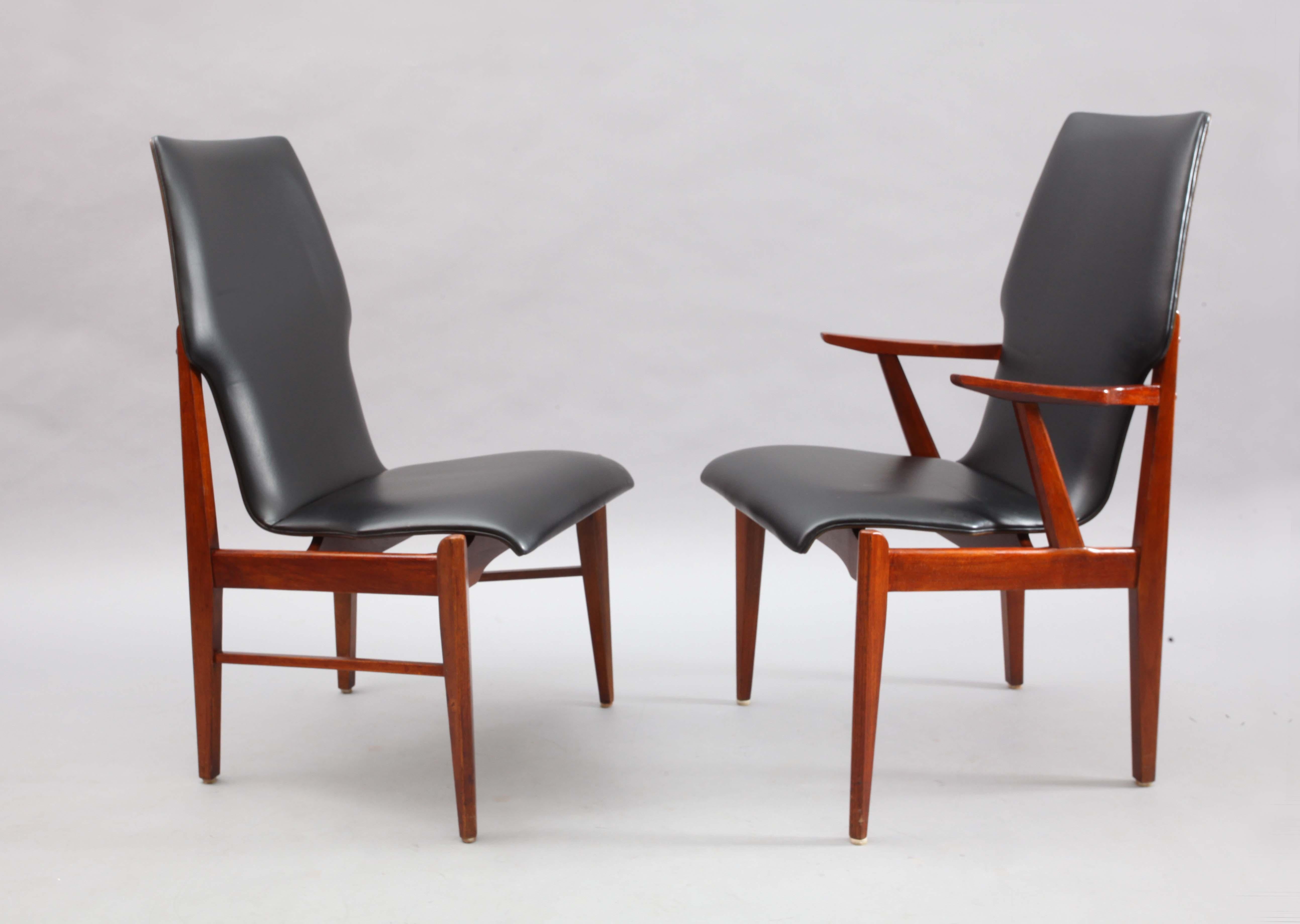 Scandinavian Modern 6 Teakwood Chairs, Denmark, 1950