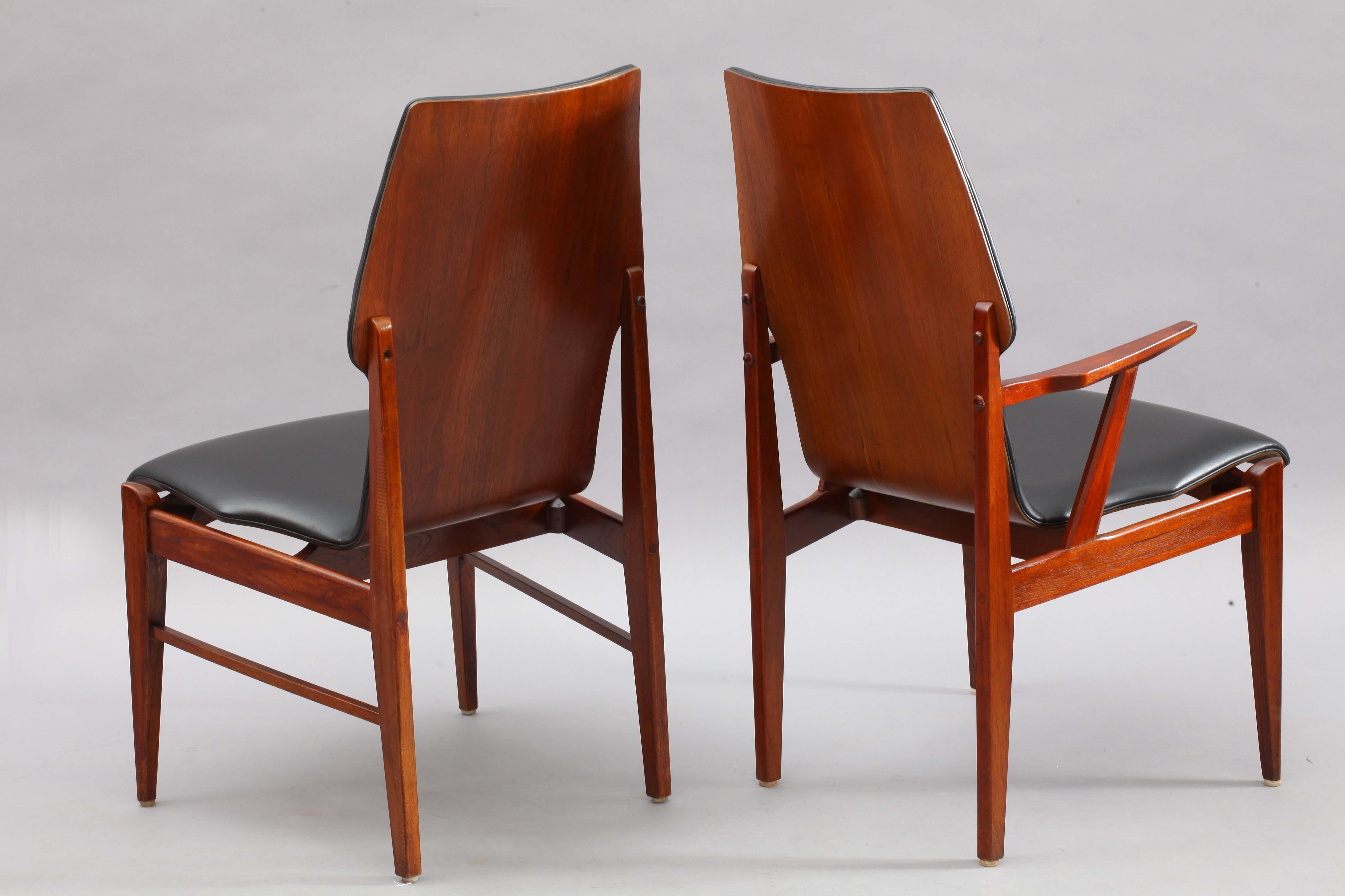 Danish 6 Teakwood Chairs, Denmark, 1950