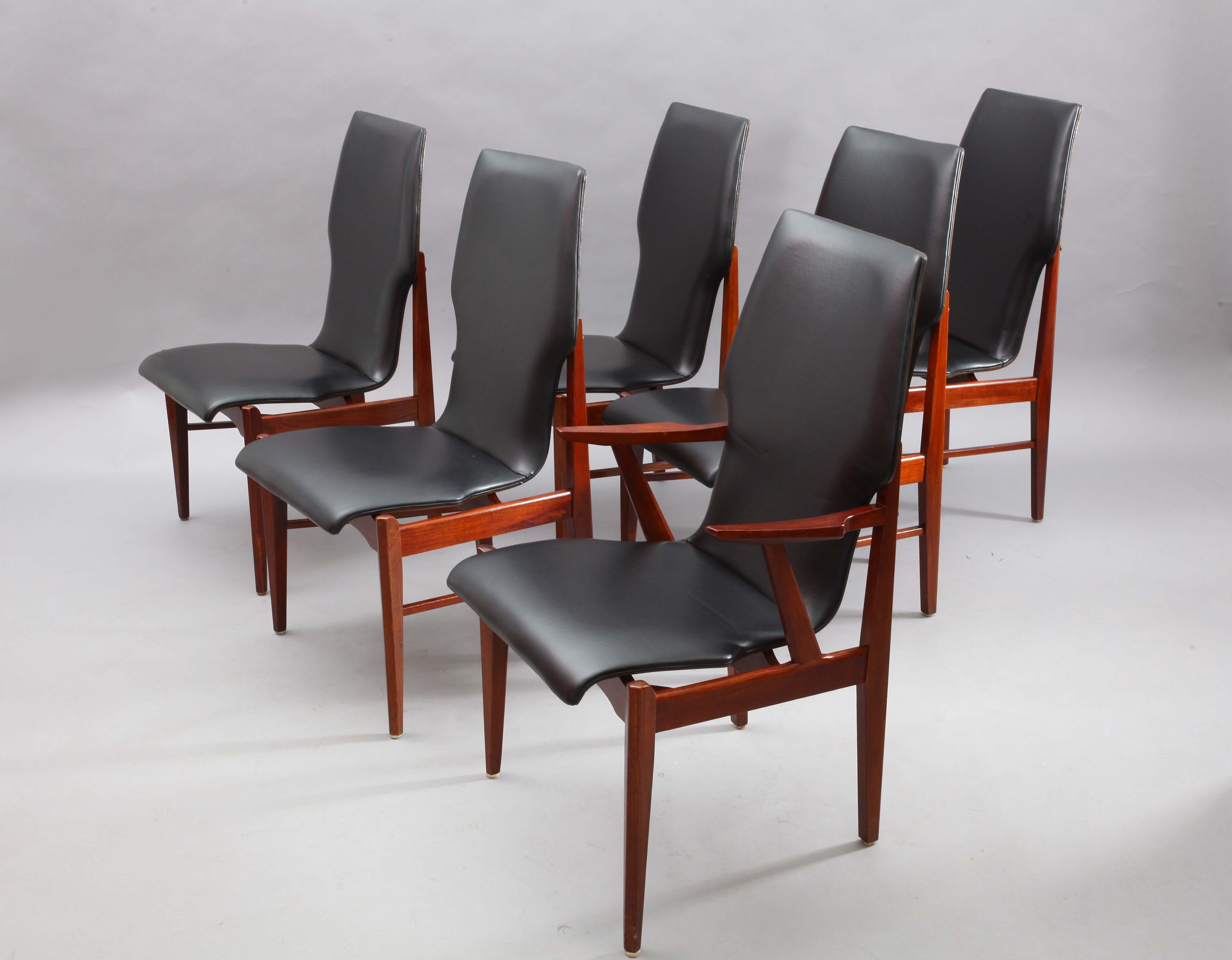 6 Teakwood Chairs, Denmark, 1950 In Fair Condition In Vienna, Vienna