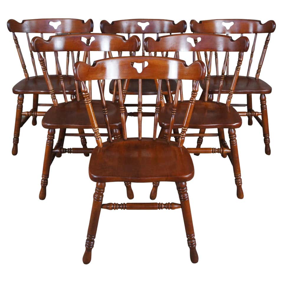 6 Ethan Allen Classic Manor Maple Caned Dining Chairs French Country ...