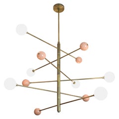 6-Tier "Orbital" Chandelier in Blush Enamel, Glass & Brass by Blueprint Lighting