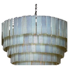 6-Tier Smoke Corrugated Glass Round Chandelier, 36" Diameter