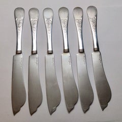 6 Tiffany & Co. Ivy Aka Antique Ivy 1870 Sterling Silver Fish Knives