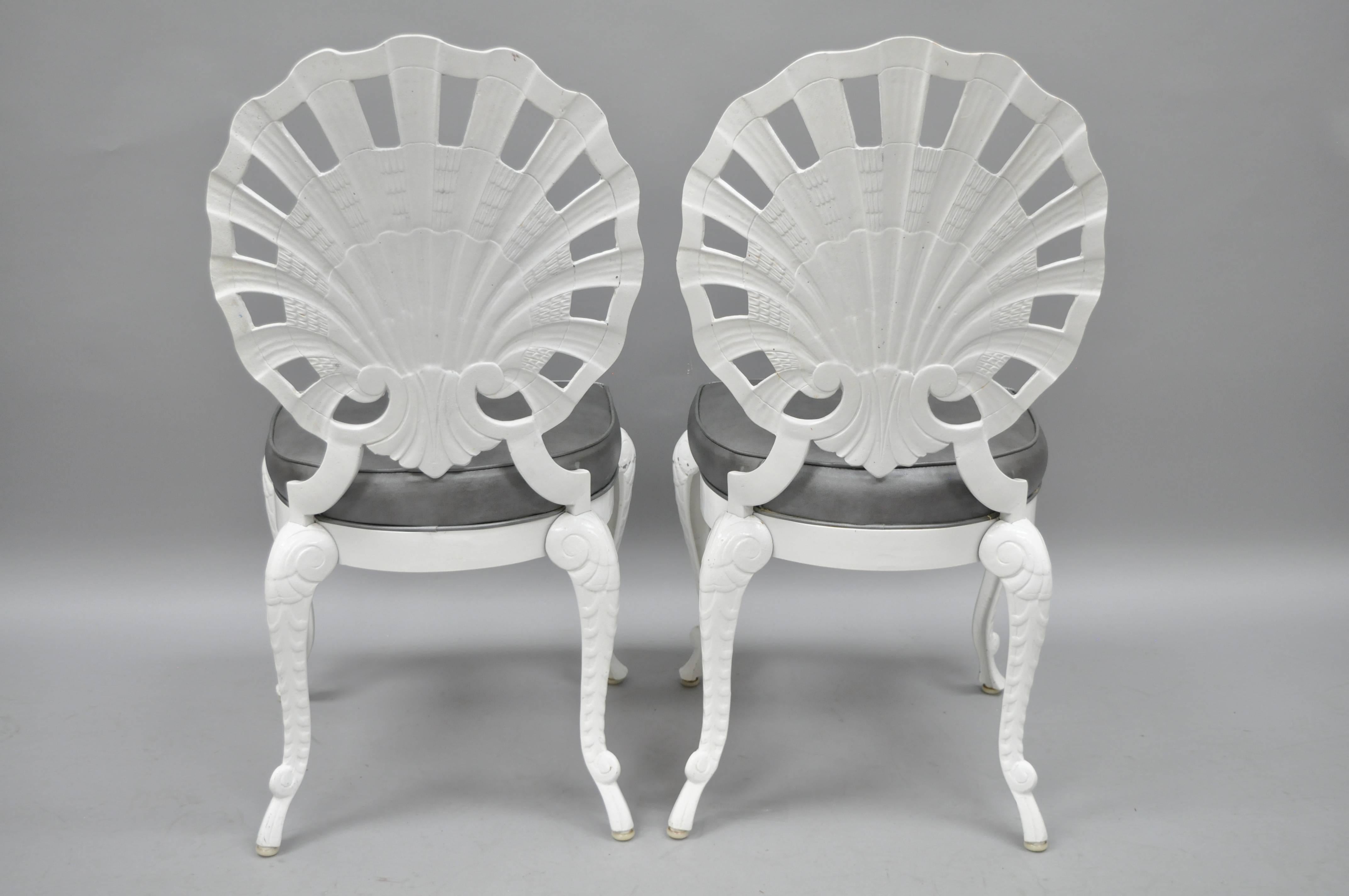 Hollywood Regency Six Tropitone Fan Shell Back Grotto Chairs Patio Sunroom Cast Aluminium Set