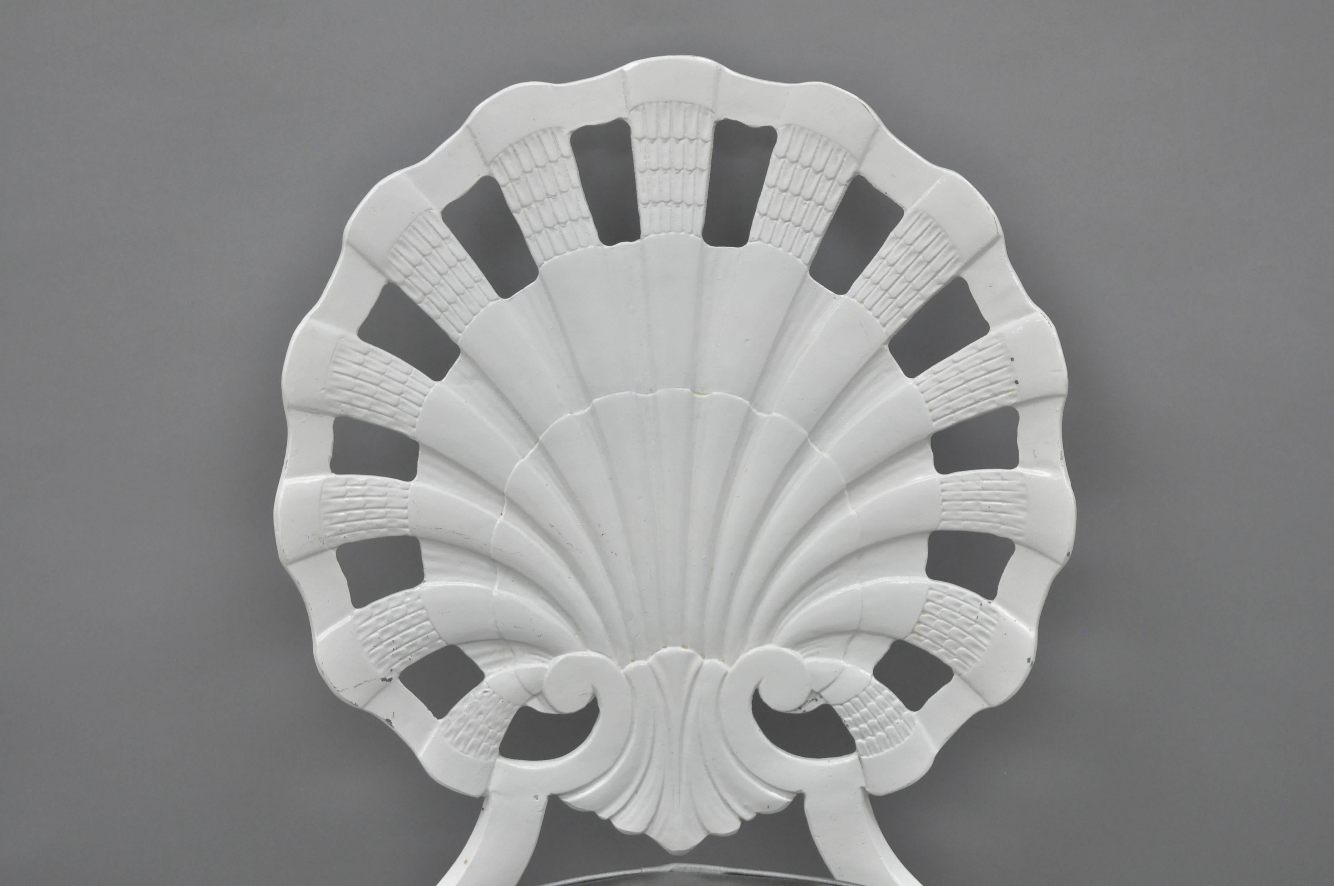 Six Tropitone Fan Shell Back Grotto Chairs Patio Sunroom Cast Aluminium Set In Good Condition In Philadelphia, PA
