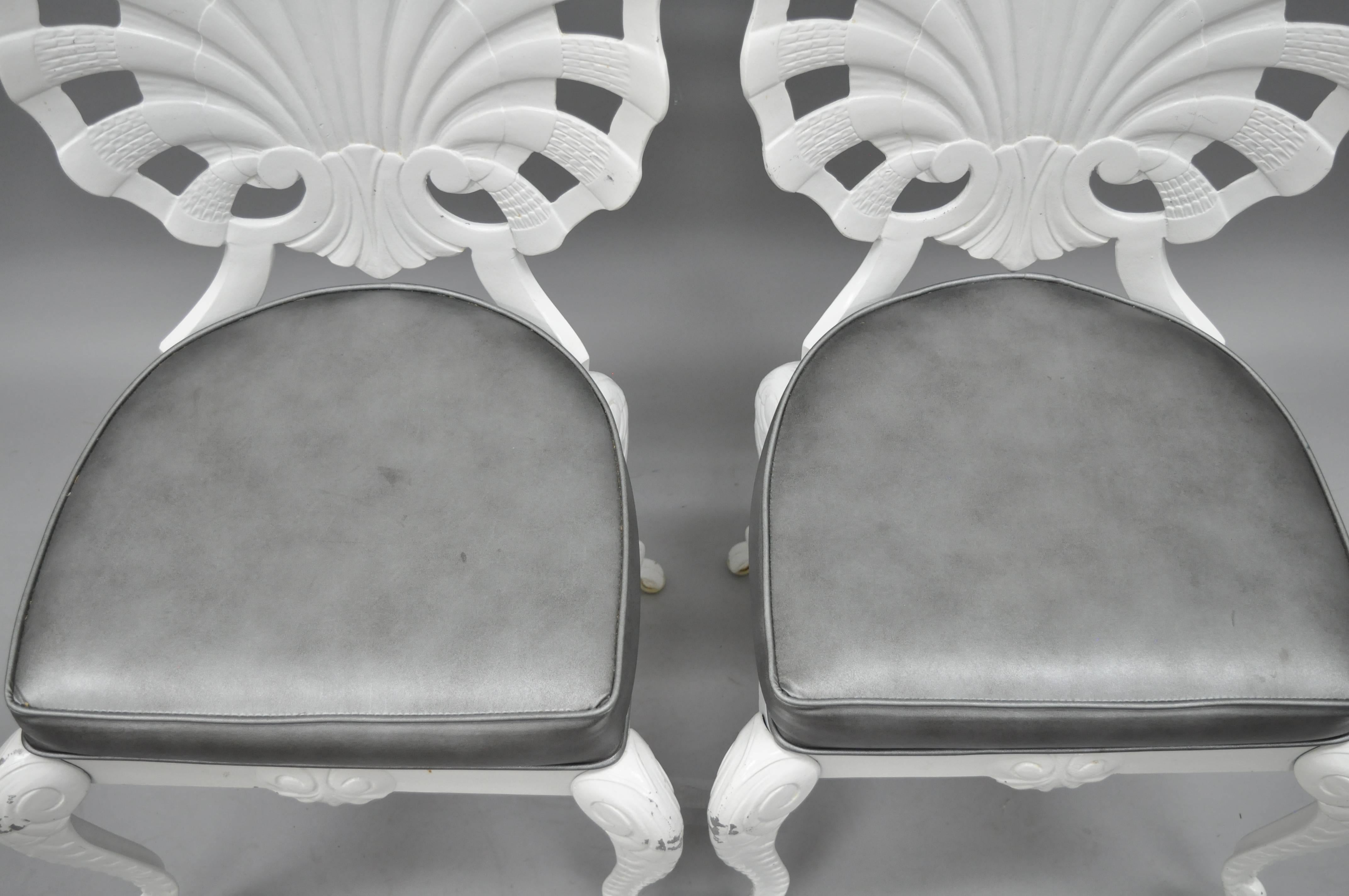 20th Century Six Tropitone Fan Shell Back Grotto Chairs Patio Sunroom Cast Aluminium Set