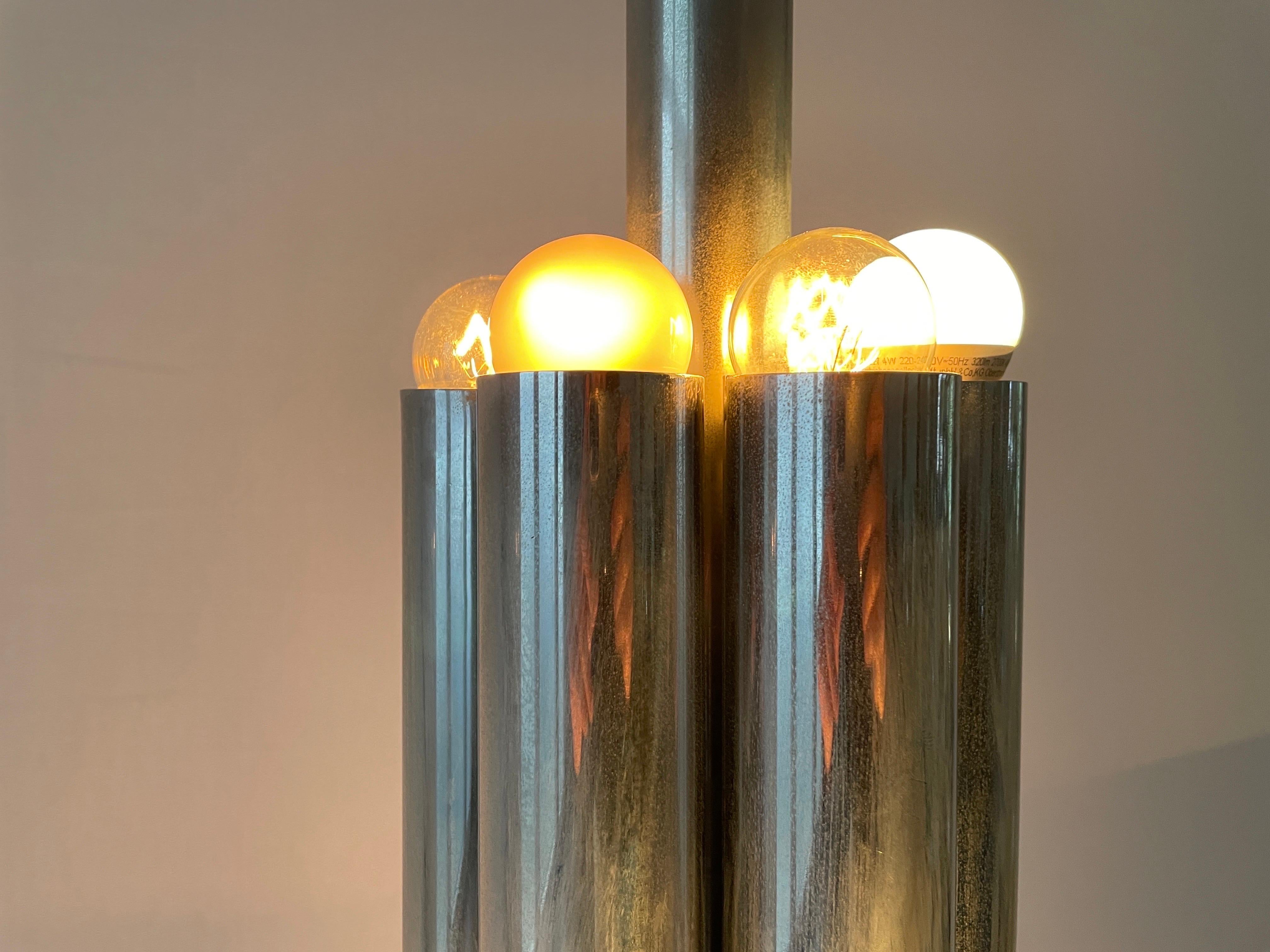 Lustre à 6 tubes en chrome Design/One par Stilux Milano, années 1960, Italie en vente 10