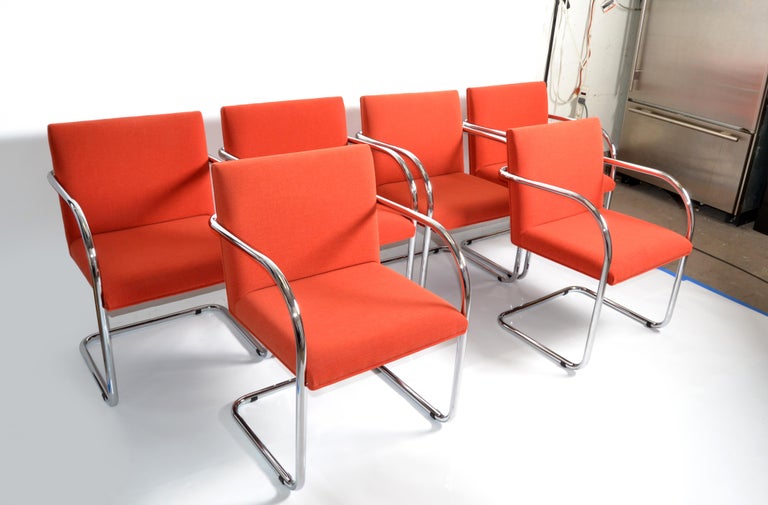 6 Tubular Ludwig Mies van der Rohe Brno Armchairs by Gordon International, 1979 In Good Condition For Sale In Miami, FL