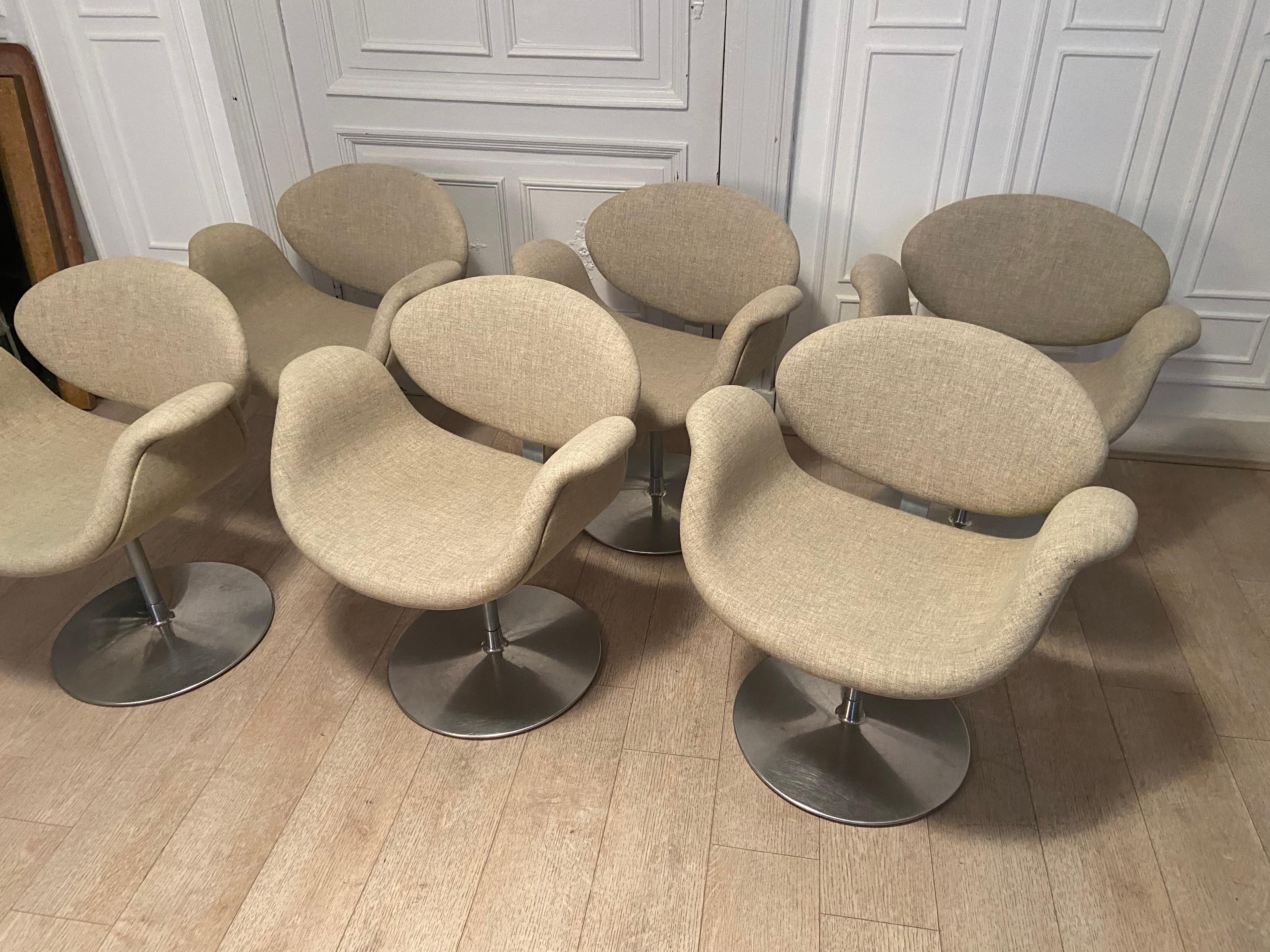 French 6 Tulip chairs, Pierre Paulin, Artifort