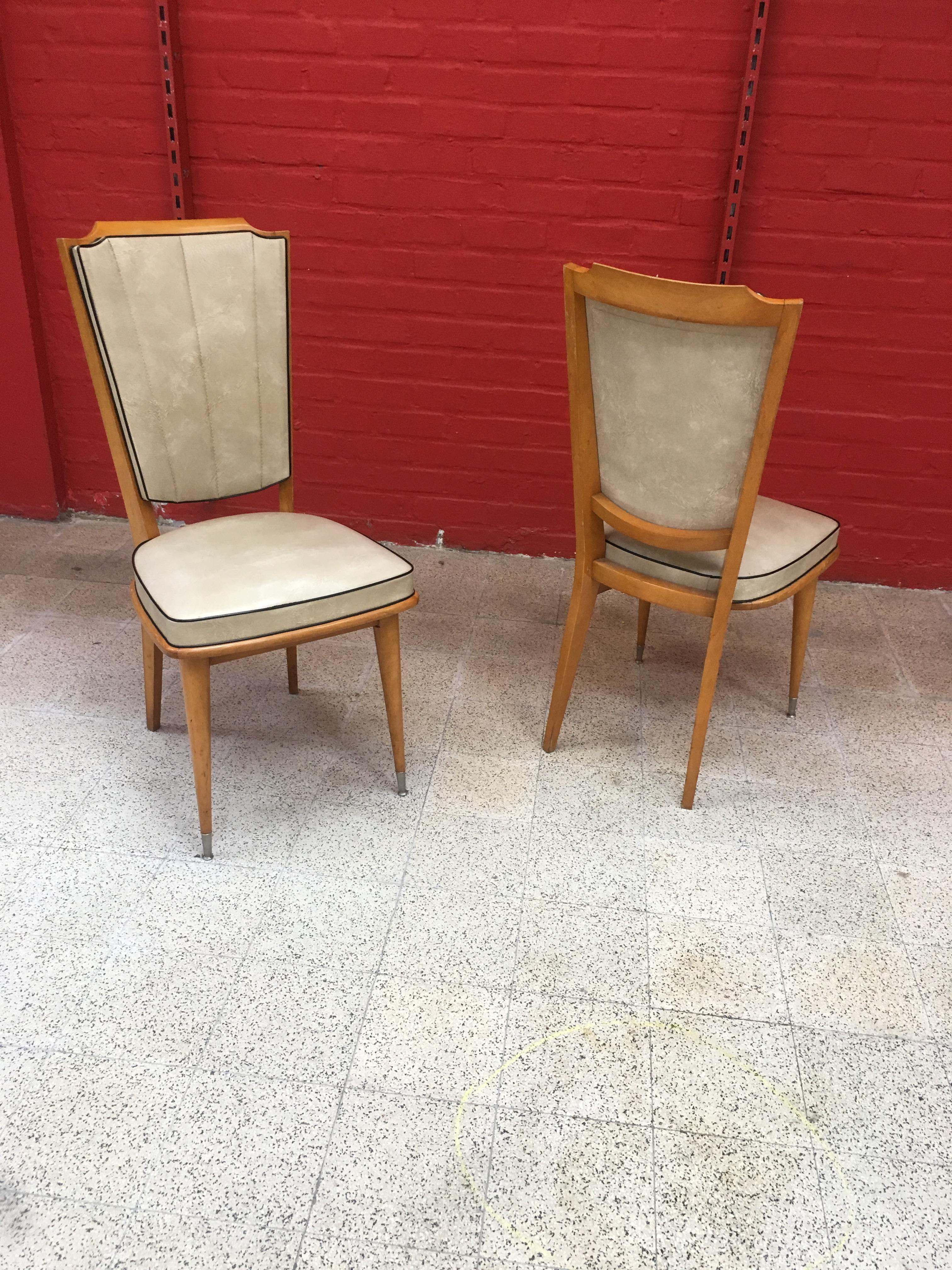 6 Typical French Chairs 1960 For Sale 5